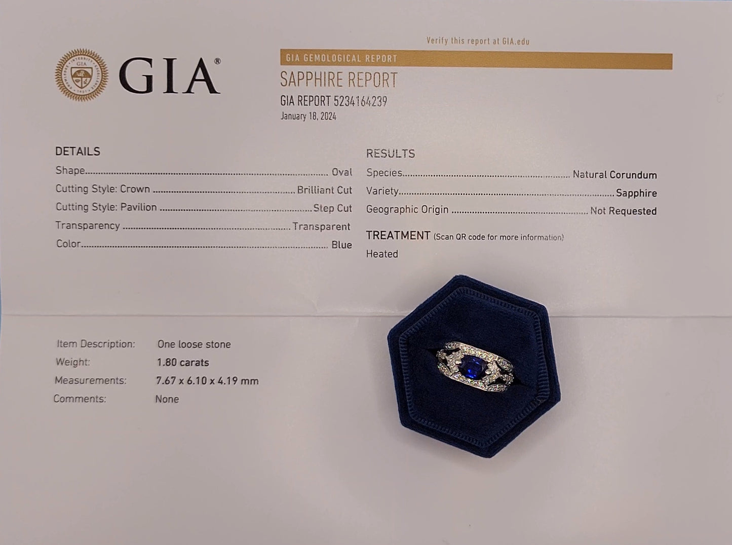 GIA 1.80 ct Oval Sapphire Ladies Diamond Cocktail Statement Ring in 14k White Gold