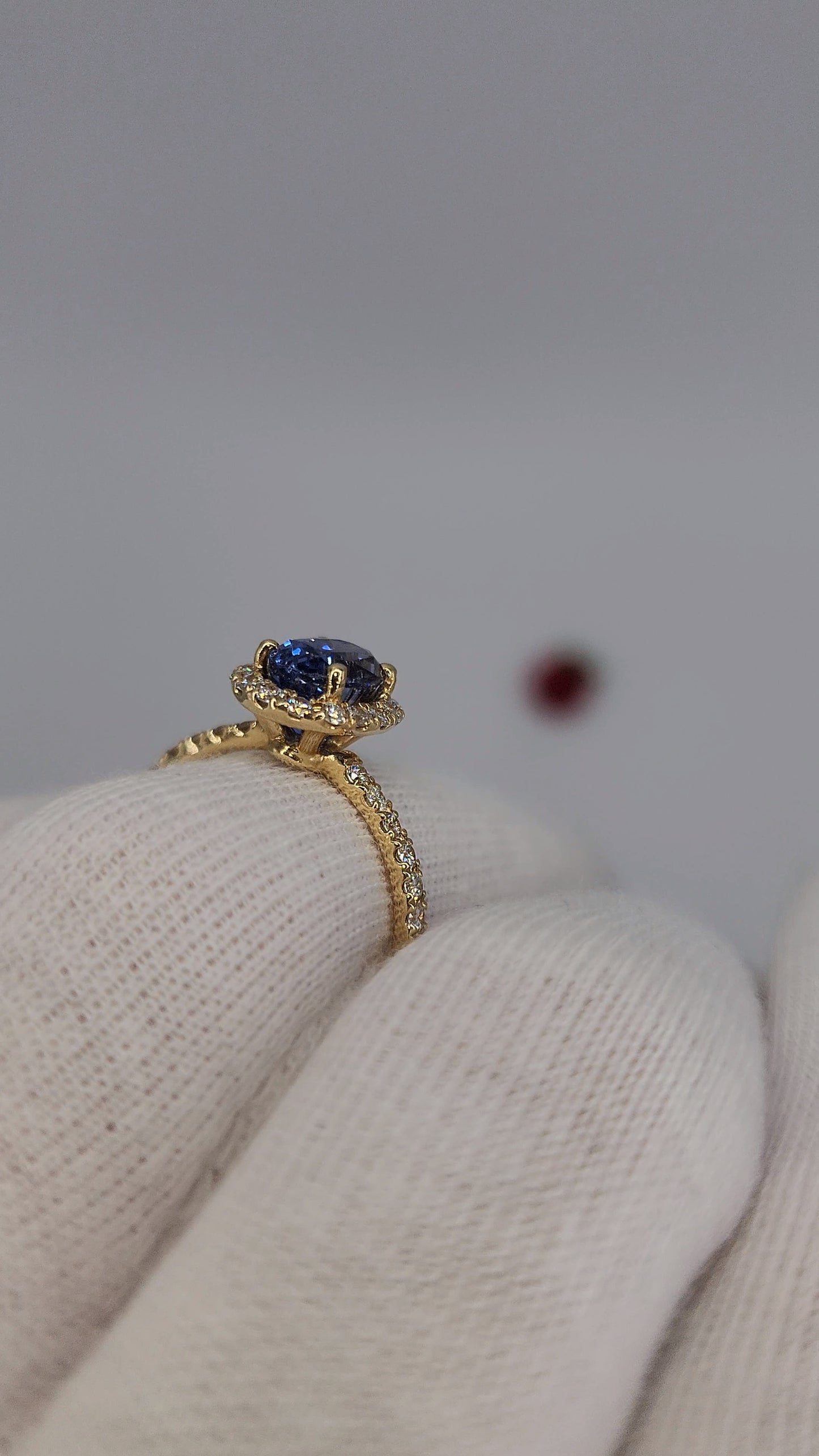GIA 2.23 ct Unheated Oval Sapphire Ladies Halo Design Ring in 14k Yellow Gold