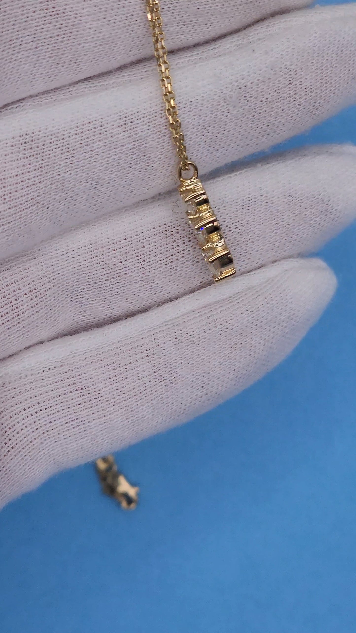 1 1/3 ct Diamond Three-Hearts Vertical Necklace in 14k Yellow Gold on 16-18" adjustable chain