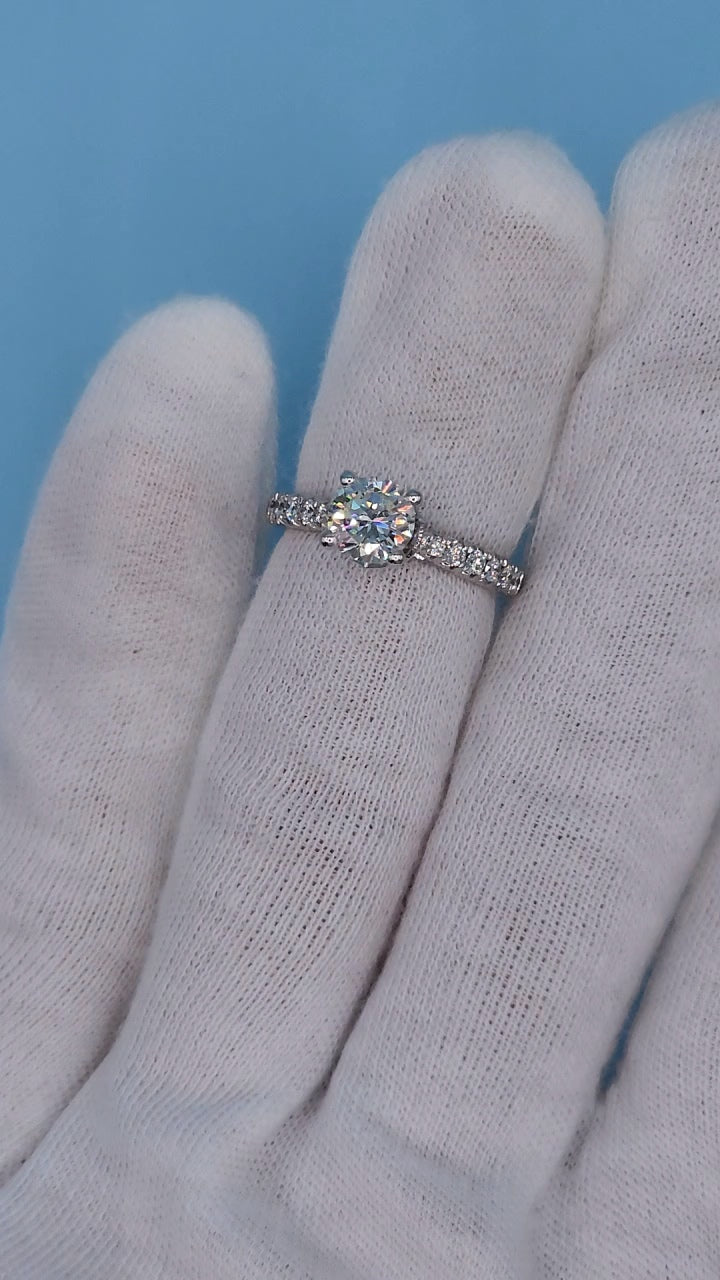 1.06 ct Round Natural Diamond in 14k White Gold Natalie K. Designer Setting Engagement Ring