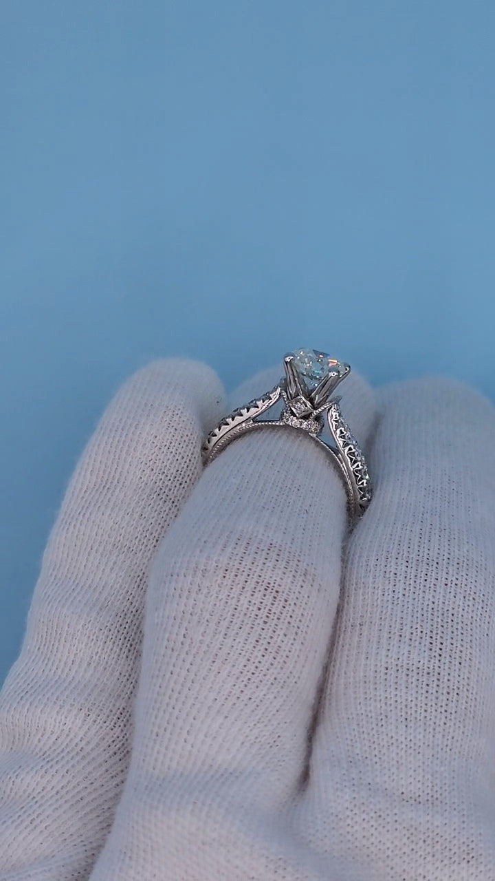 1.06 ct Round Natural Diamond in 14k White Gold Natalie K. Designer Setting Engagement Ring