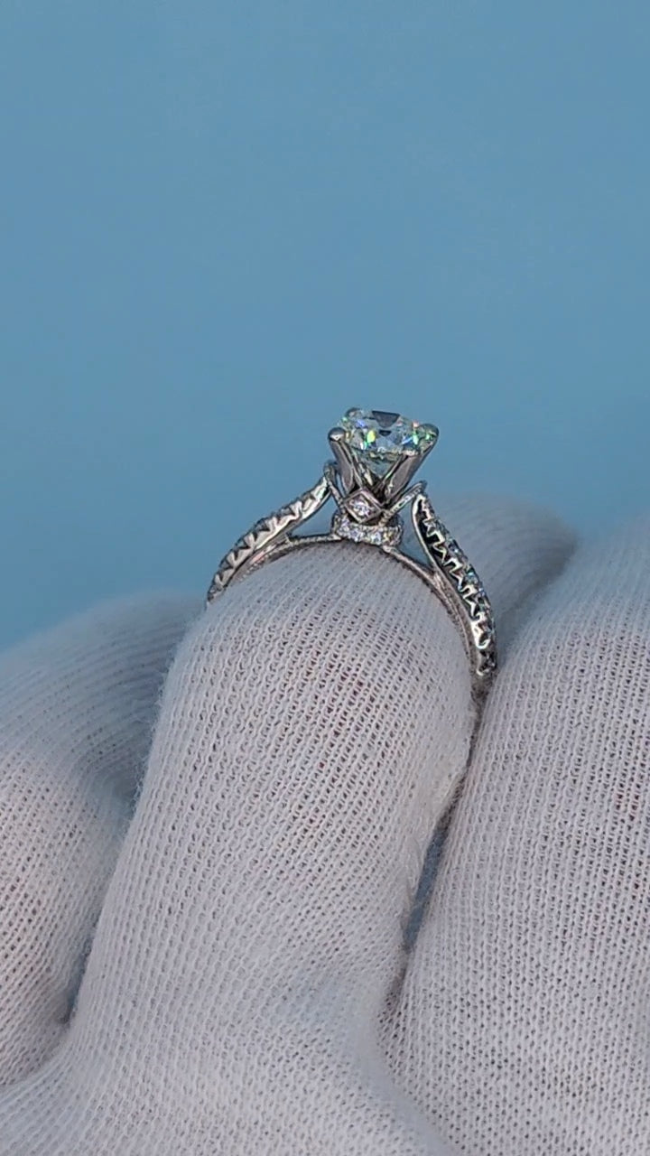 1.06 ct Round Natural Diamond in 14k White Gold Natalie K. Designer Setting Engagement Ring