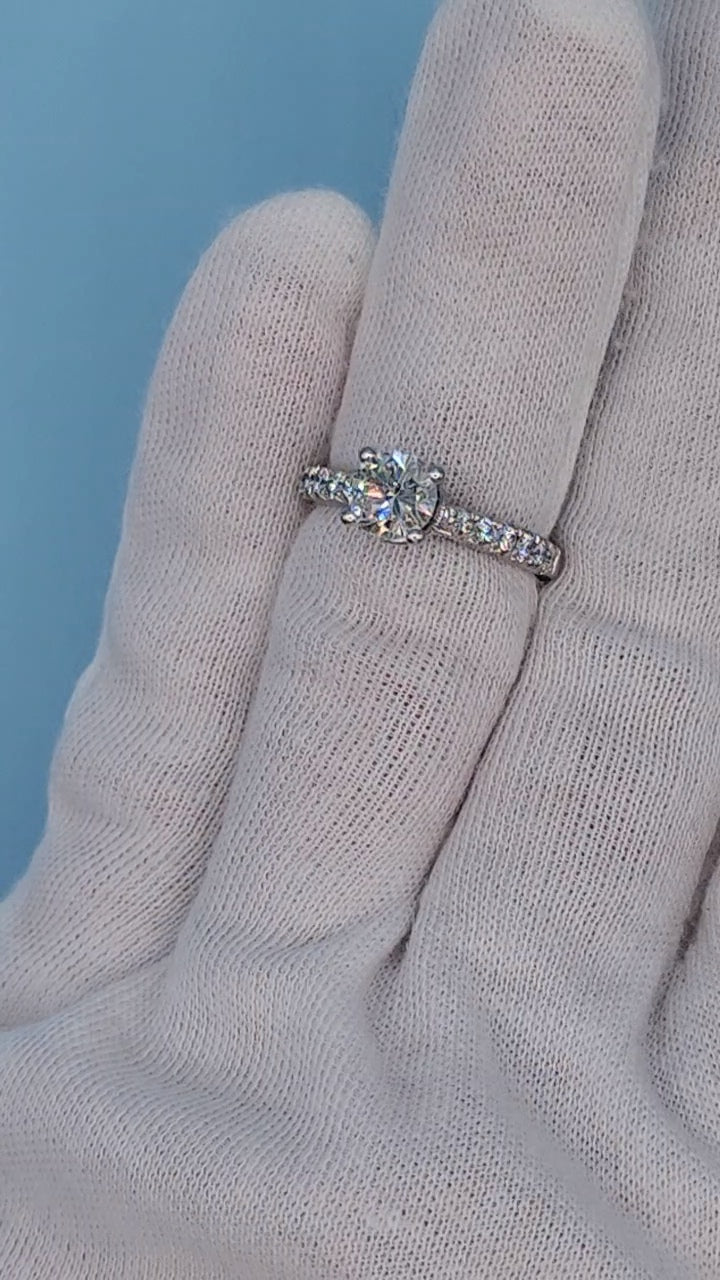 1.06 ct Round Natural Diamond in 14k White Gold Natalie K. Designer Setting Engagement Ring