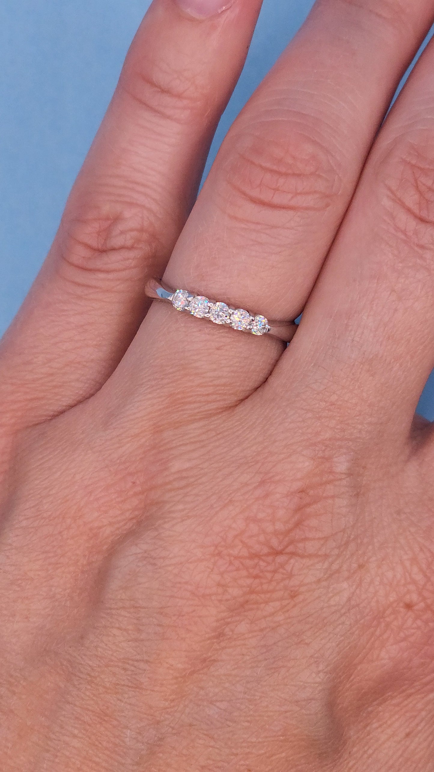 0.25 ct Natural 5 Diamond Wedding Anniversary Band in 18k White Gold