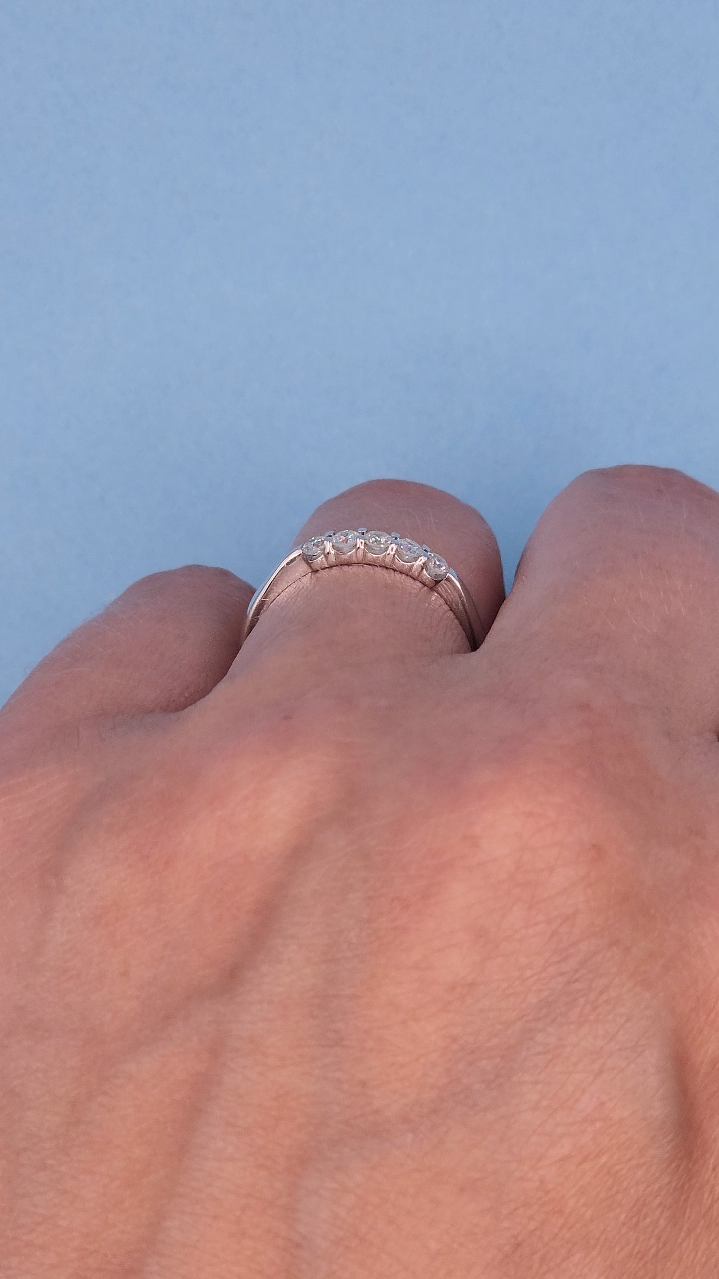 0.25 ct Natural 5 Diamond Wedding Anniversary Band in 18k White Gold