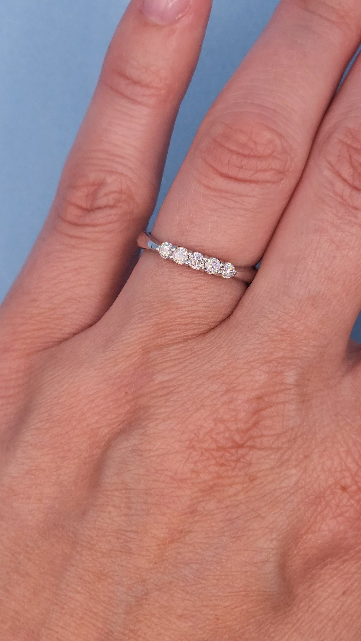 0.25 ct Natural 5 Diamond Wedding Anniversary Band in 18k White Gold