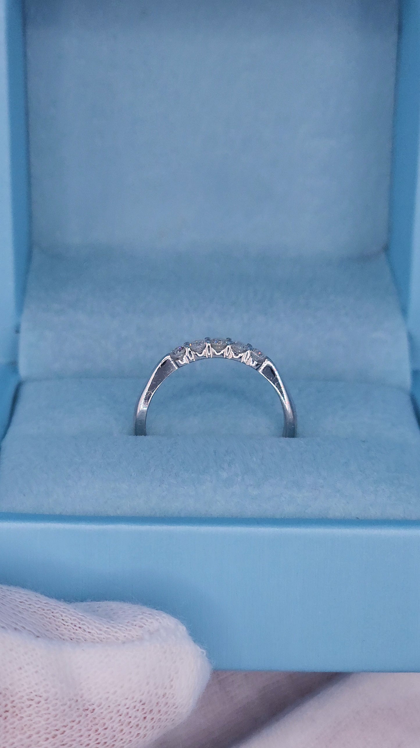 0.25 ct Natural 5 Diamond Wedding Anniversary Band in 18k White Gold