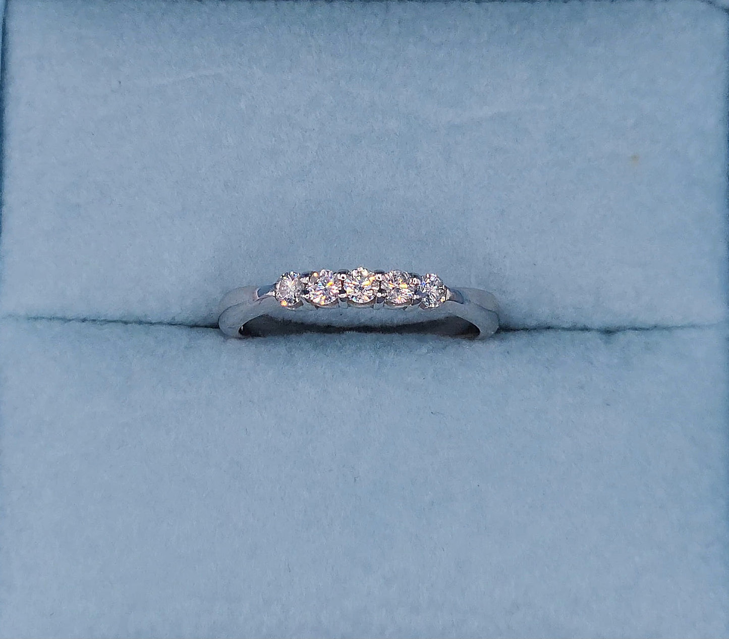 0.25 ct Natural 5 Diamond Wedding Anniversary Band in 18k White Gold