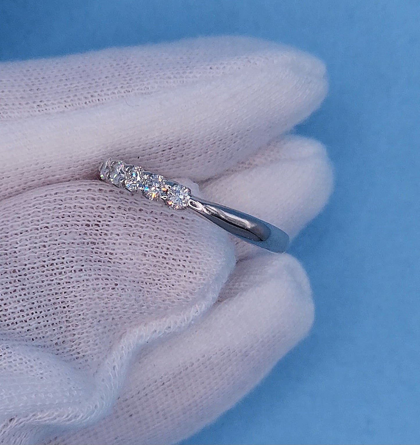 0.25 ct Natural 5 Diamond Wedding Anniversary Band in 18k White Gold