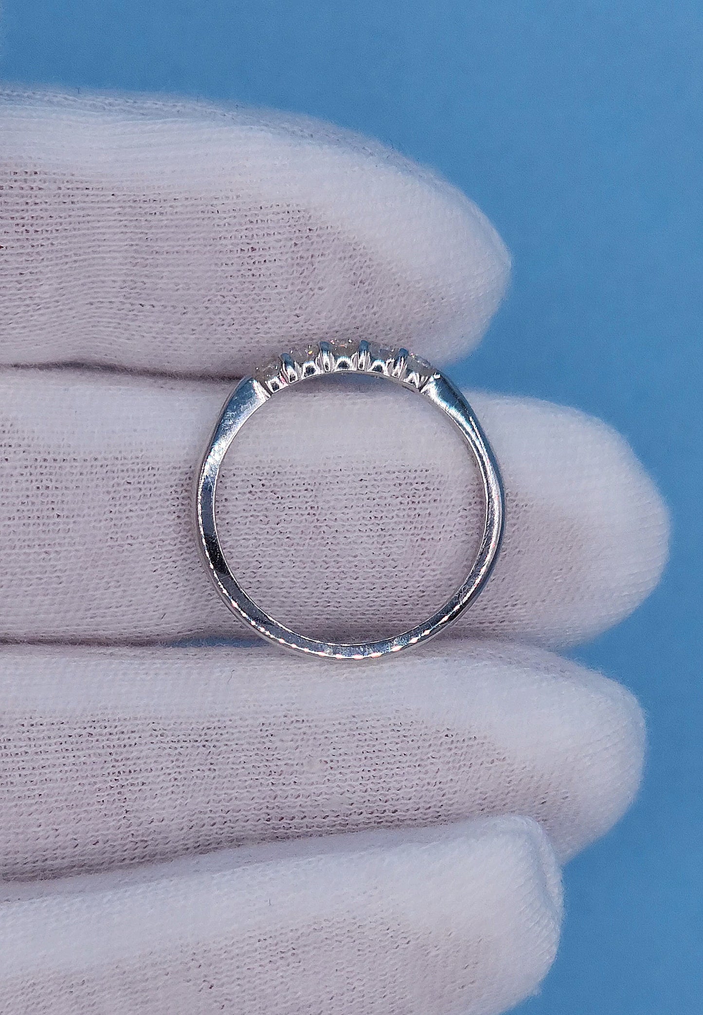0.25 ct Natural 5 Diamond Wedding Anniversary Band in 18k White Gold