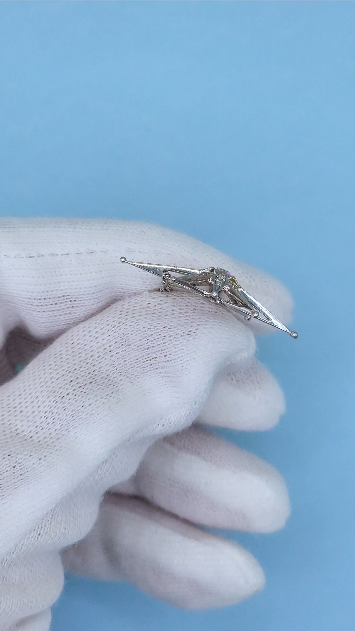 Diamond Star Pendant in 14k White Gold with Hidden Bail and Larger Center Diamond Surrounded by Accent Diamonds