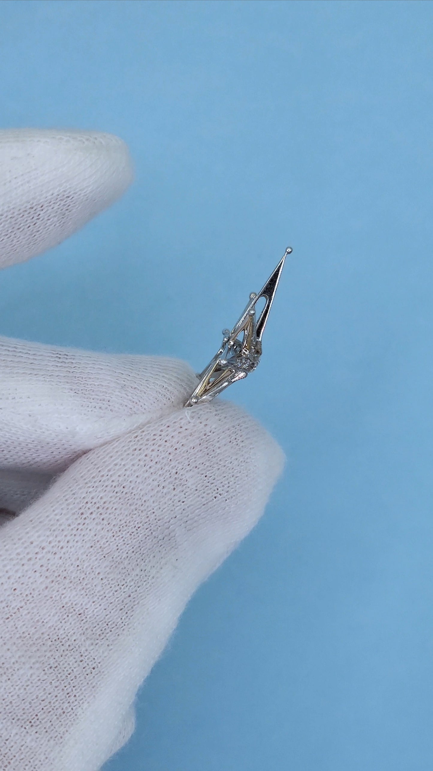 Diamond Star Pendant in 14k White Gold with Hidden Bail and Larger Center Diamond Surrounded by Accent Diamonds