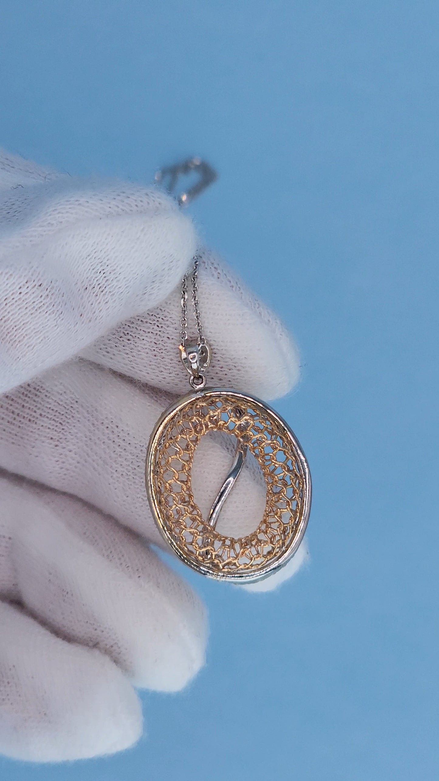 Zeghani 14k White and Rose Gold Open Diamond Pendant – Timeless Elegance