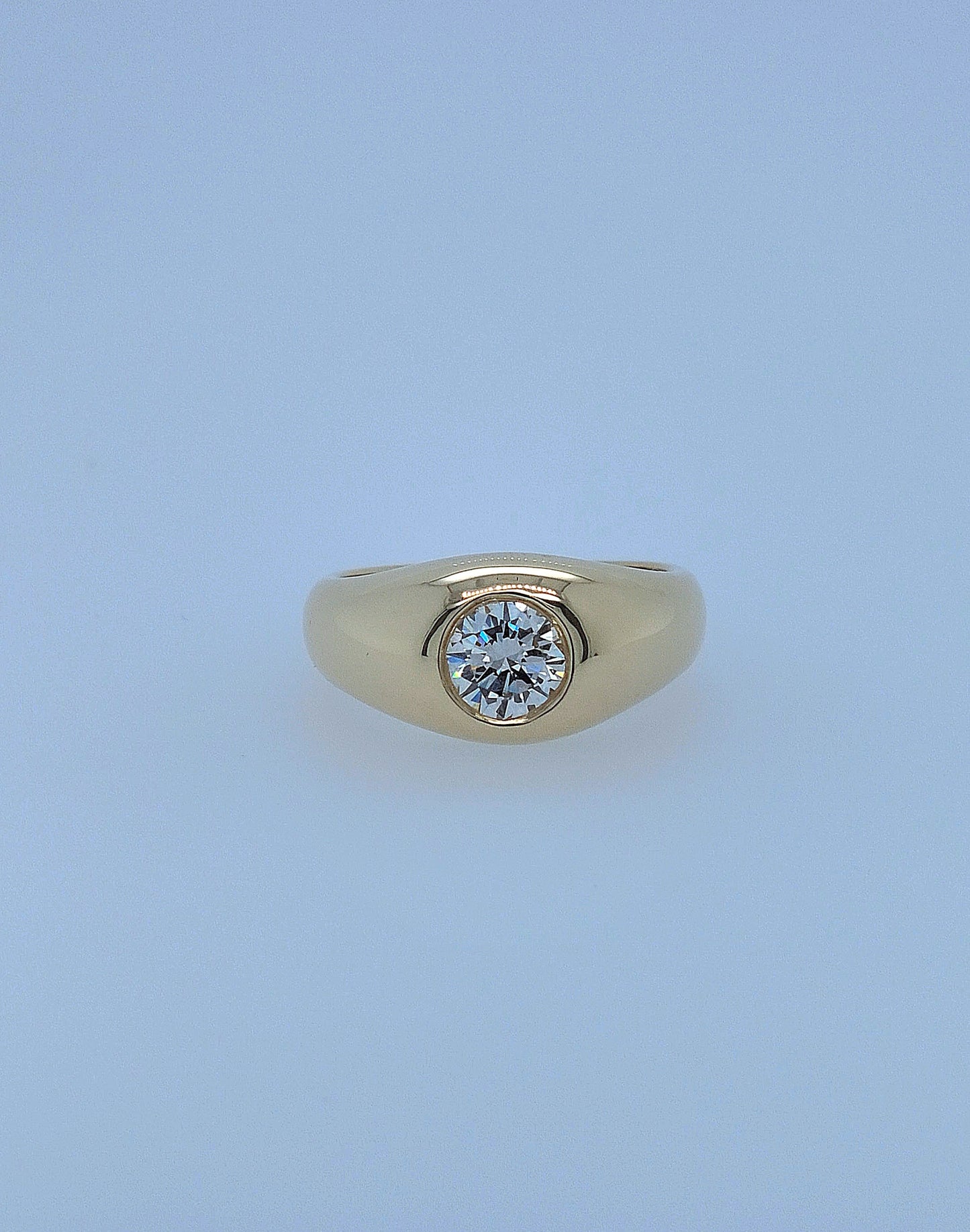 14k Yellow Gold Gypsy Diamond Ring – Vintage-Inspired Men's or Unisex Statement Band with GIA-Certified 0.88 Carat Diamond