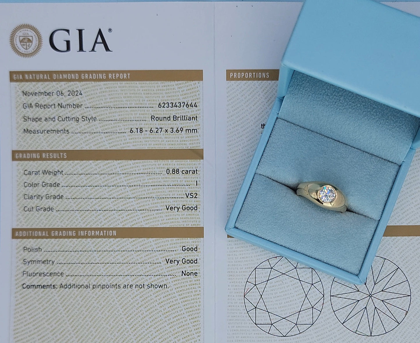 14k Yellow Gold Gypsy Diamond Ring – Vintage-Inspired Men's or Unisex Statement Band with GIA-Certified 0.88 Carat Diamond