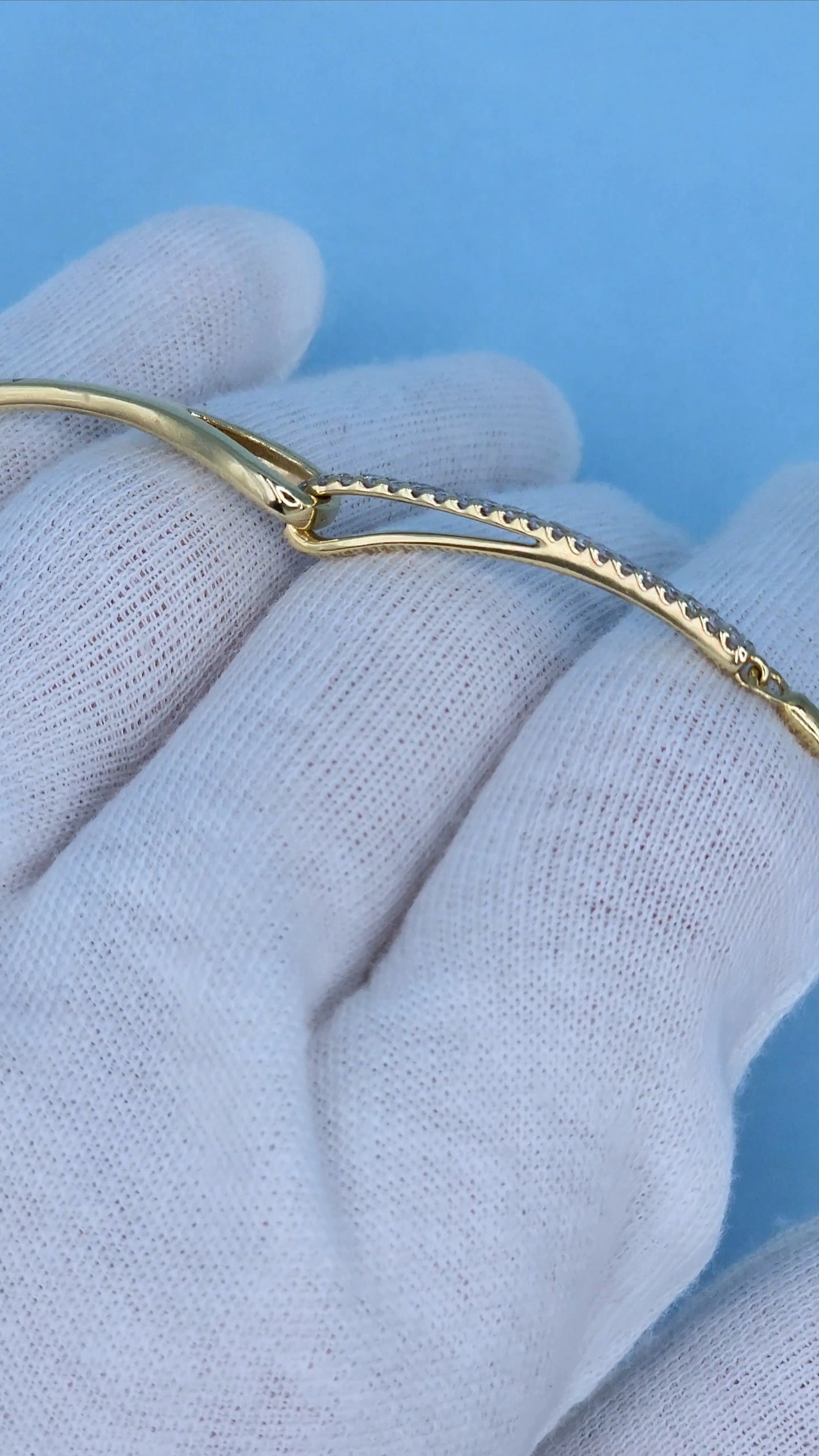 Rare 10k Yellow Gold Love + Be Loved Loop Bolo Bracelet with 1/4 Carat t.w. Diamonds and "I Love You" Engraving, Adjustable to 9.5 Inches