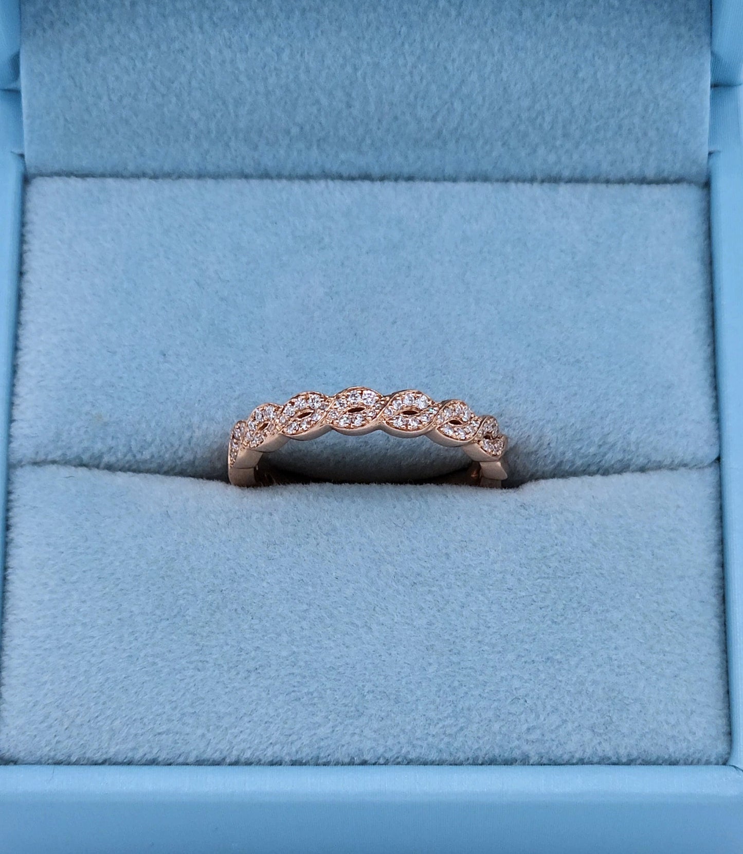 14k Rose Gold Braided Diamond Band – Elegant Twisted Design with 1/3 Carat Natural Diamonds