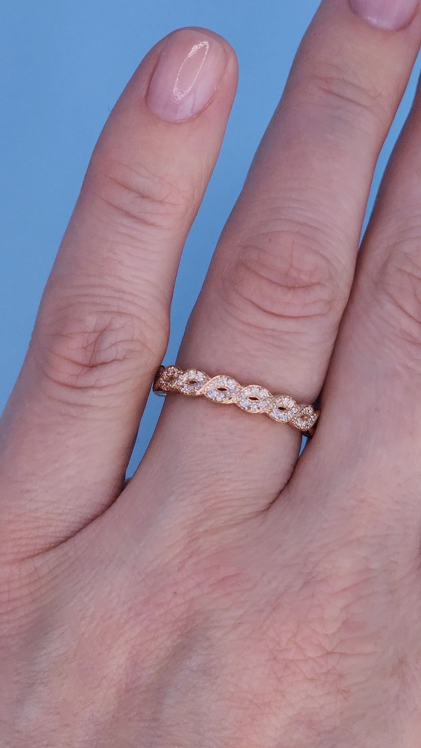 14k Rose Gold Braided Diamond Band – Elegant Twisted Design with 1/3 Carat Natural Diamonds