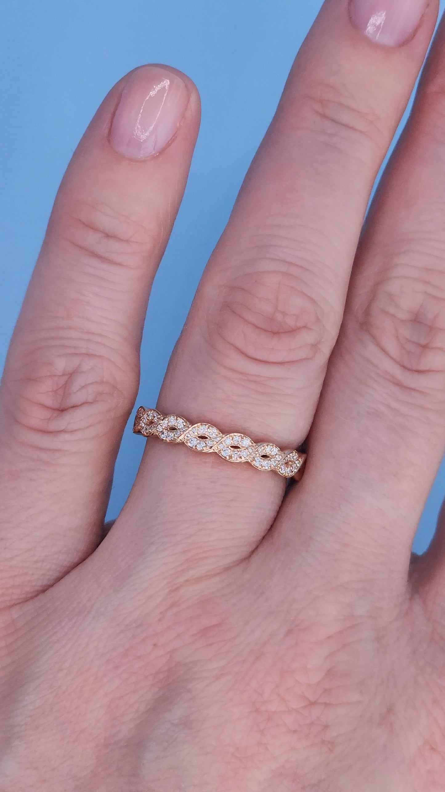 14k Rose Gold Braided Diamond Band – Elegant Twisted Design with 1/3 Carat Natural Diamonds