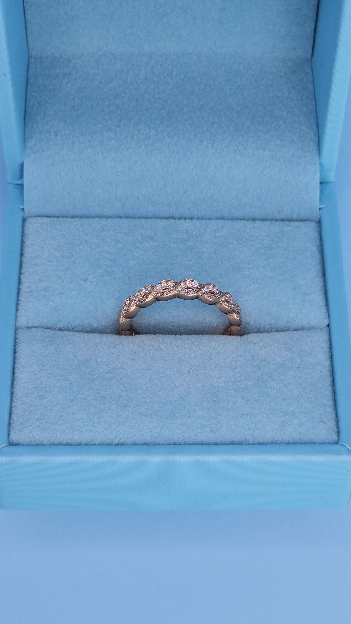 14k Rose Gold Braided Diamond Band – Elegant Twisted Design with 1/3 Carat Natural Diamonds