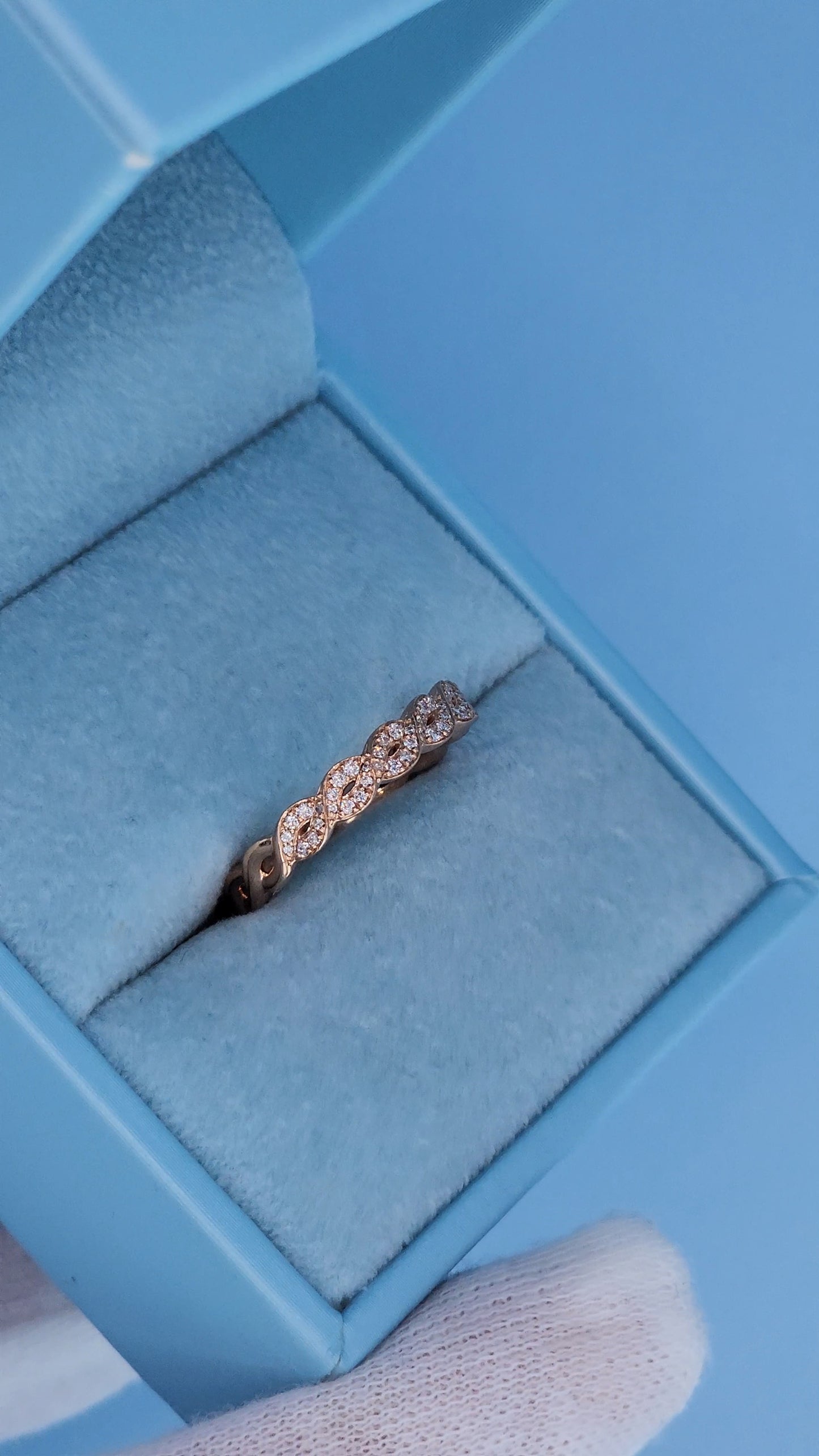 14k Rose Gold Braided Diamond Band – Elegant Twisted Design with 1/3 Carat Natural Diamonds