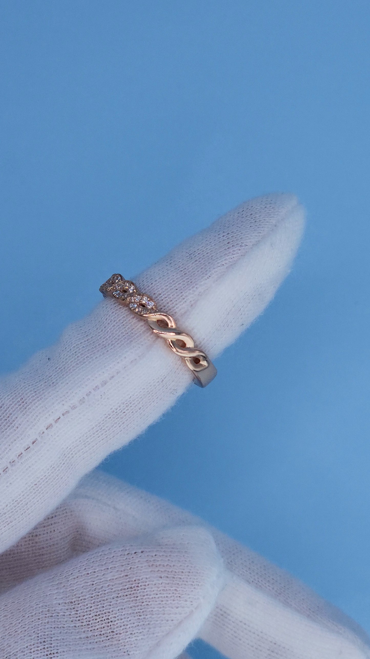 14k Rose Gold Braided Diamond Band – Elegant Twisted Design with 1/3 Carat Natural Diamonds