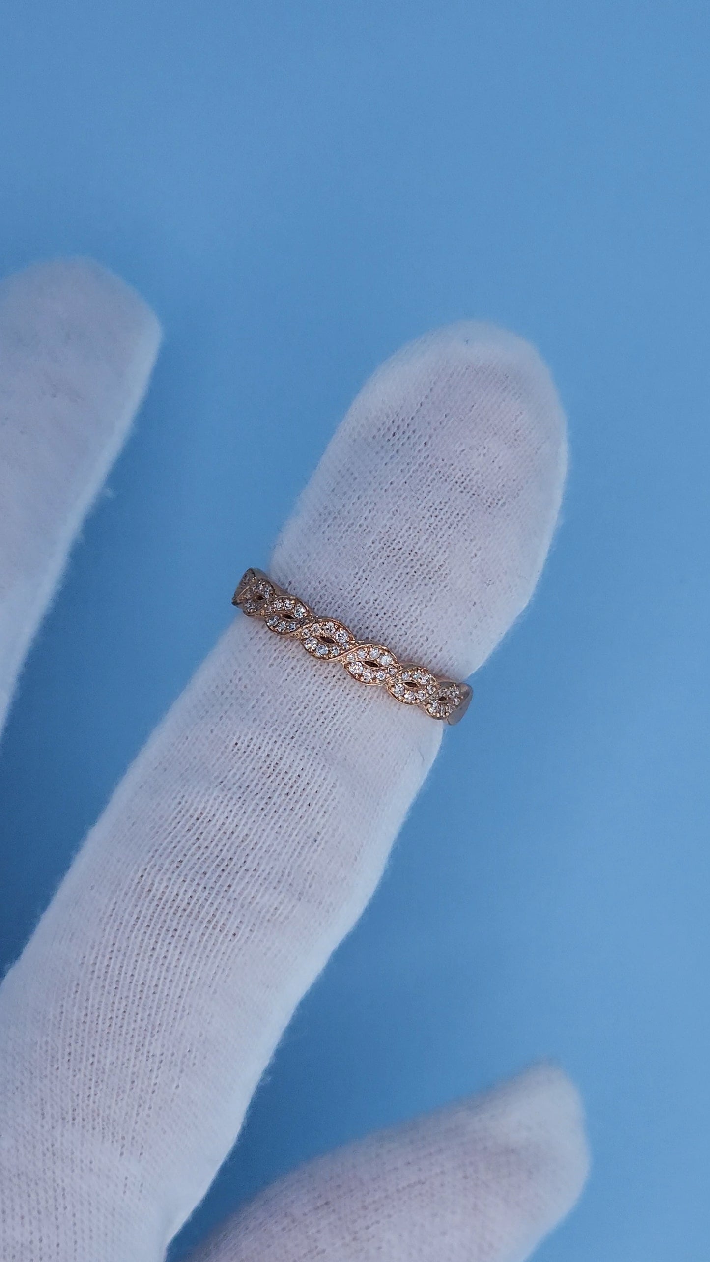 14k Rose Gold Braided Diamond Band – Elegant Twisted Design with 1/3 Carat Natural Diamonds