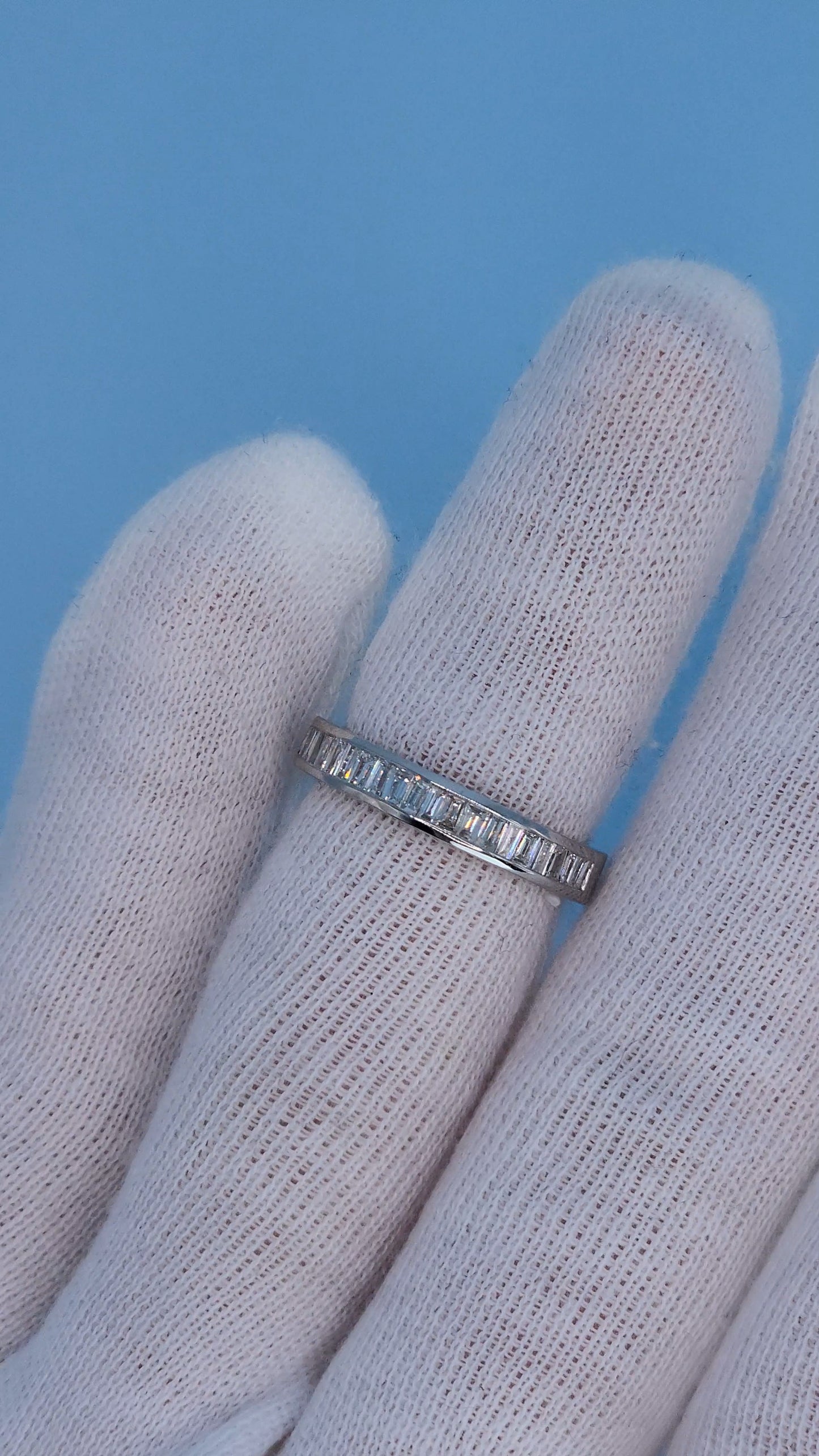 14k White Gold Engagement Ring & Wedding Band Set – 1.66 CTW Emerald Cut & Baguette Diamonds, GIA Certified