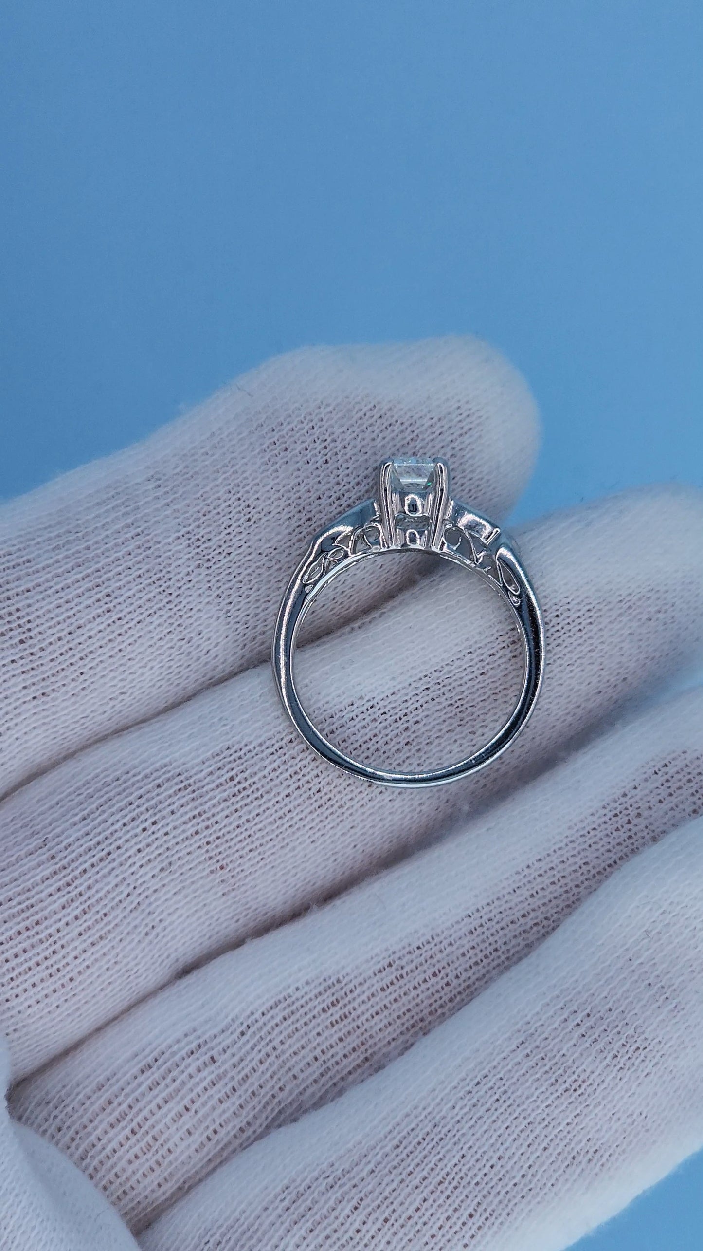 14k White Gold Engagement Ring & Wedding Band Set – 1.66 CTW Emerald Cut & Baguette Diamonds, GIA Certified