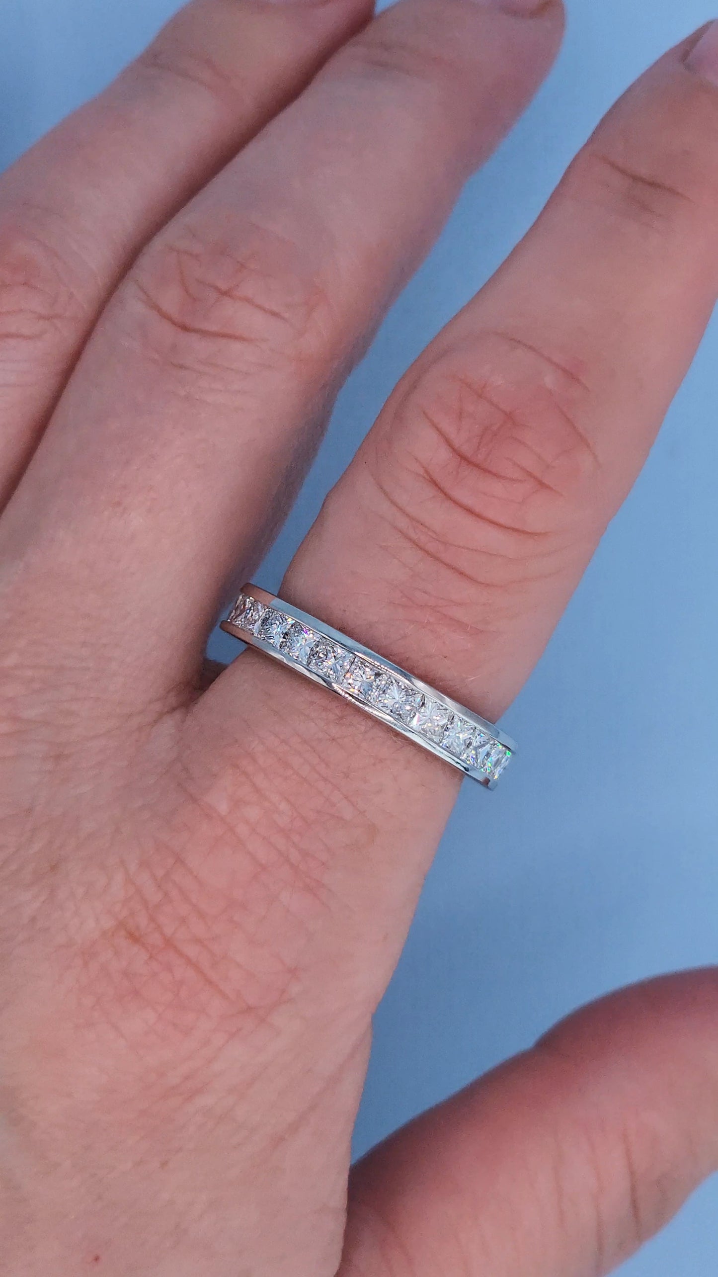 14k White Gold Princess Cut Diamond Eternity Band – 2.50 Carat Channel Set Wedding Ring