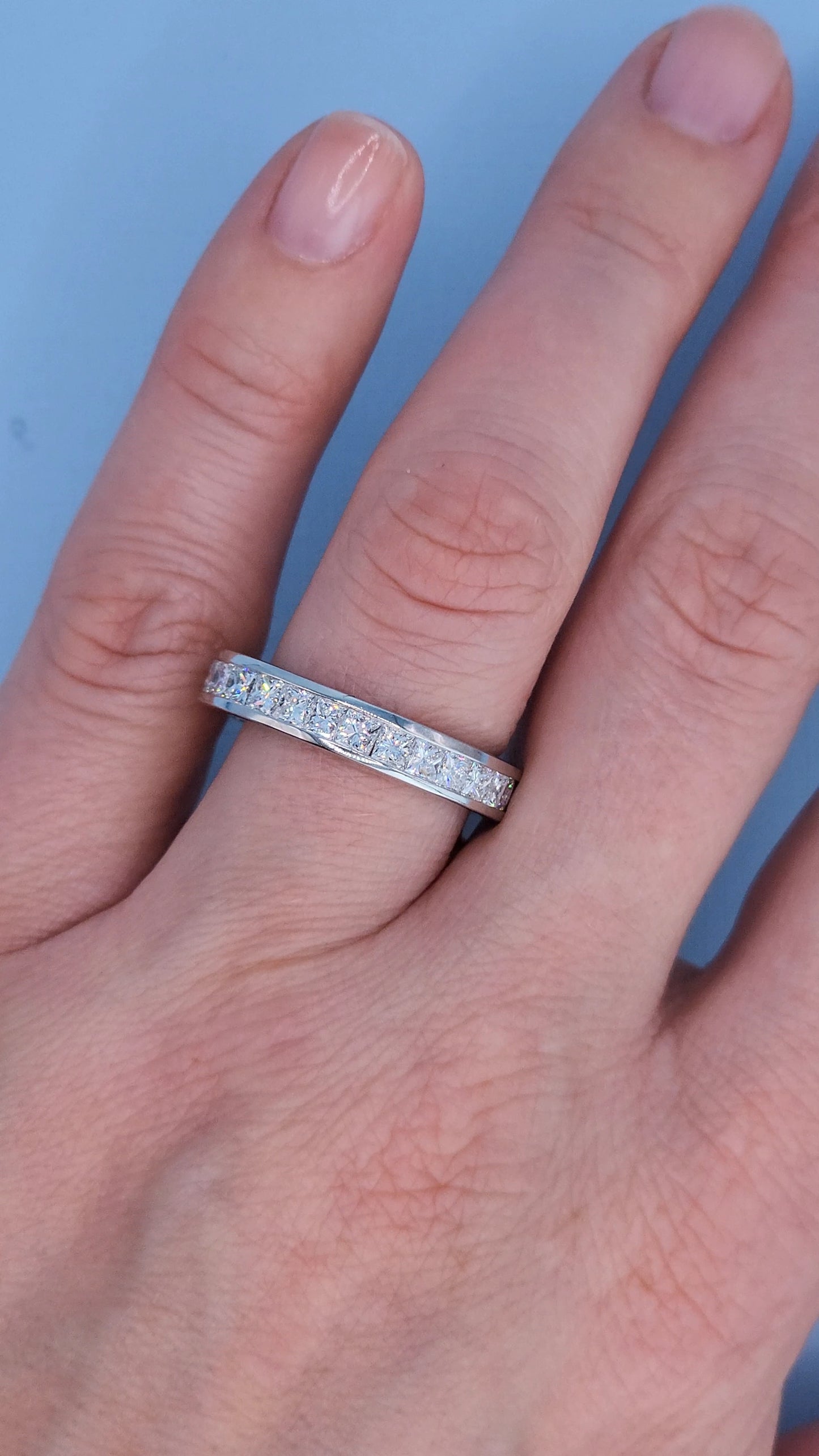 14k White Gold Princess Cut Diamond Eternity Band – 2.50 Carat Channel Set Wedding Ring