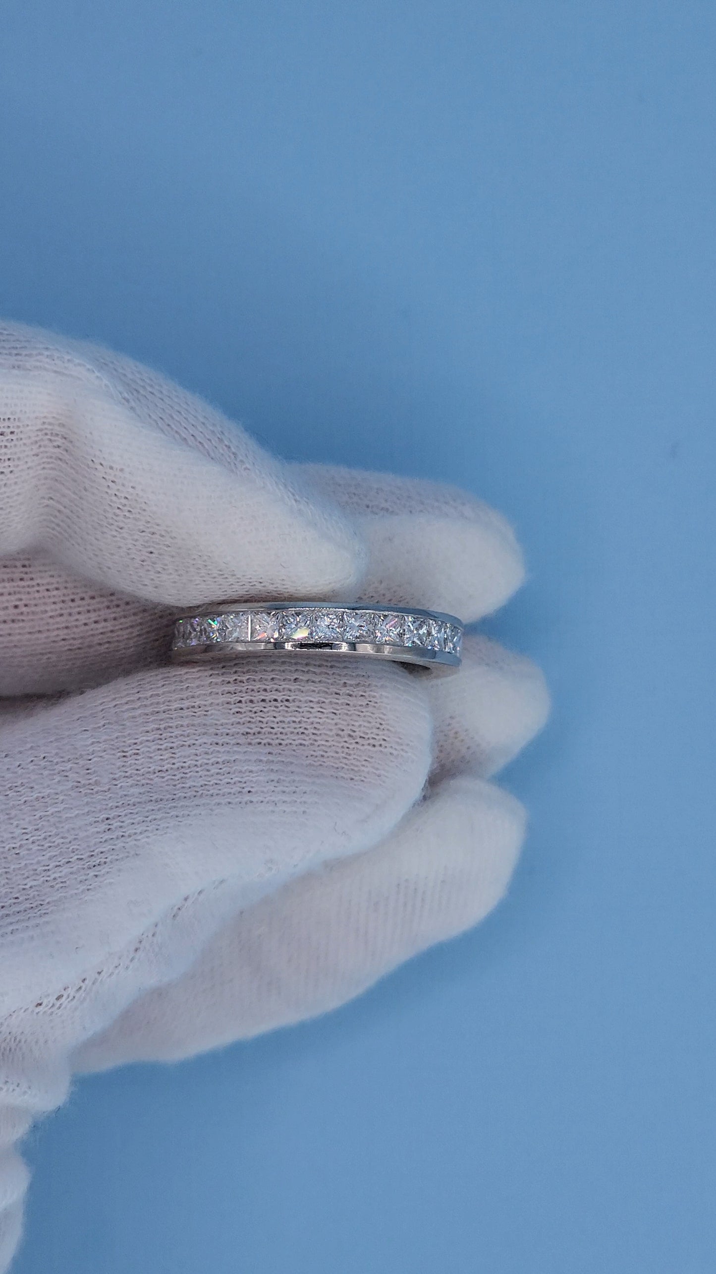 14k White Gold Princess Cut Diamond Eternity Band – 2.50 Carat Channel Set Wedding Ring