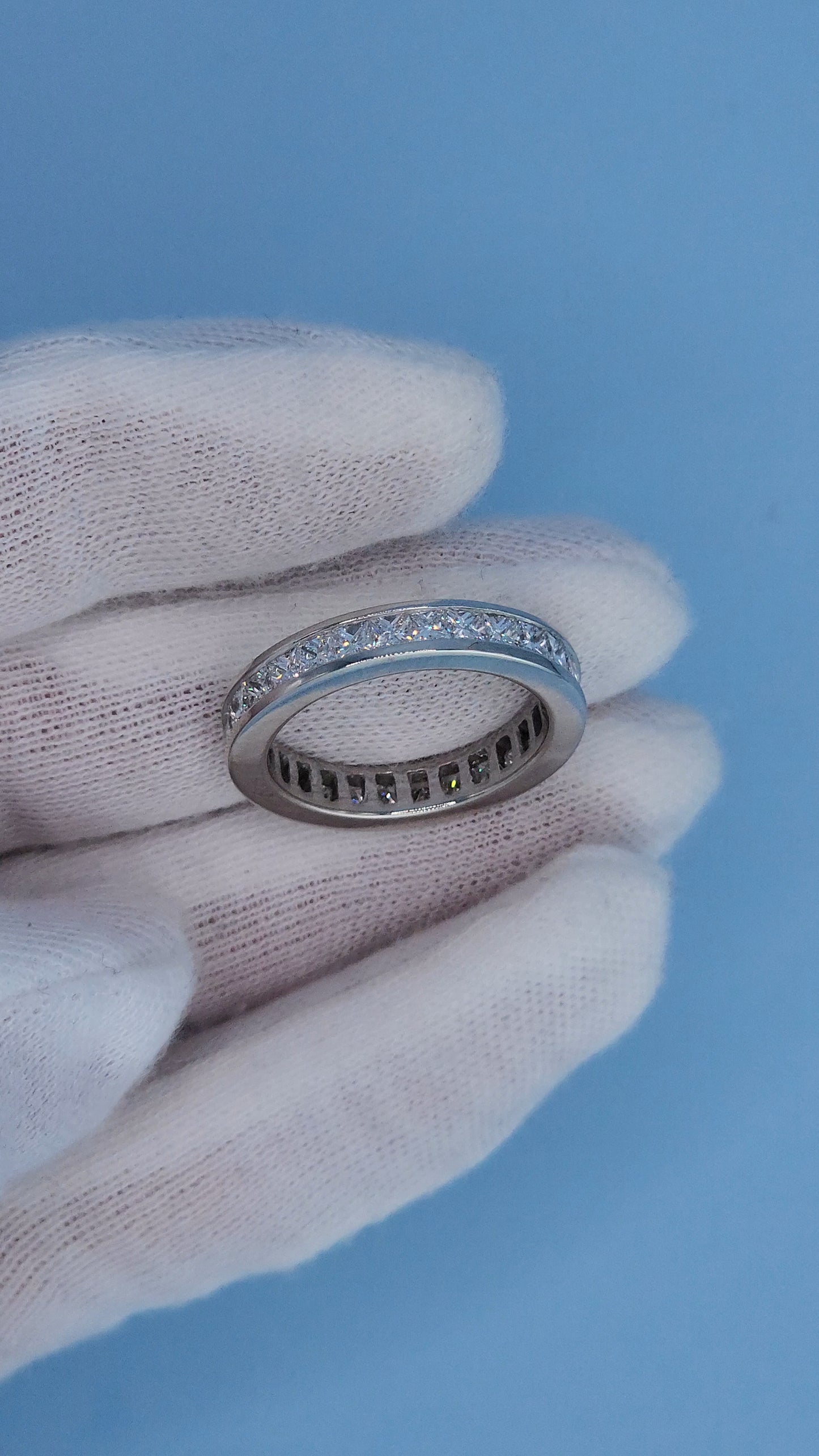 14k White Gold Princess Cut Diamond Eternity Band – 2.50 Carat Channel Set Wedding Ring