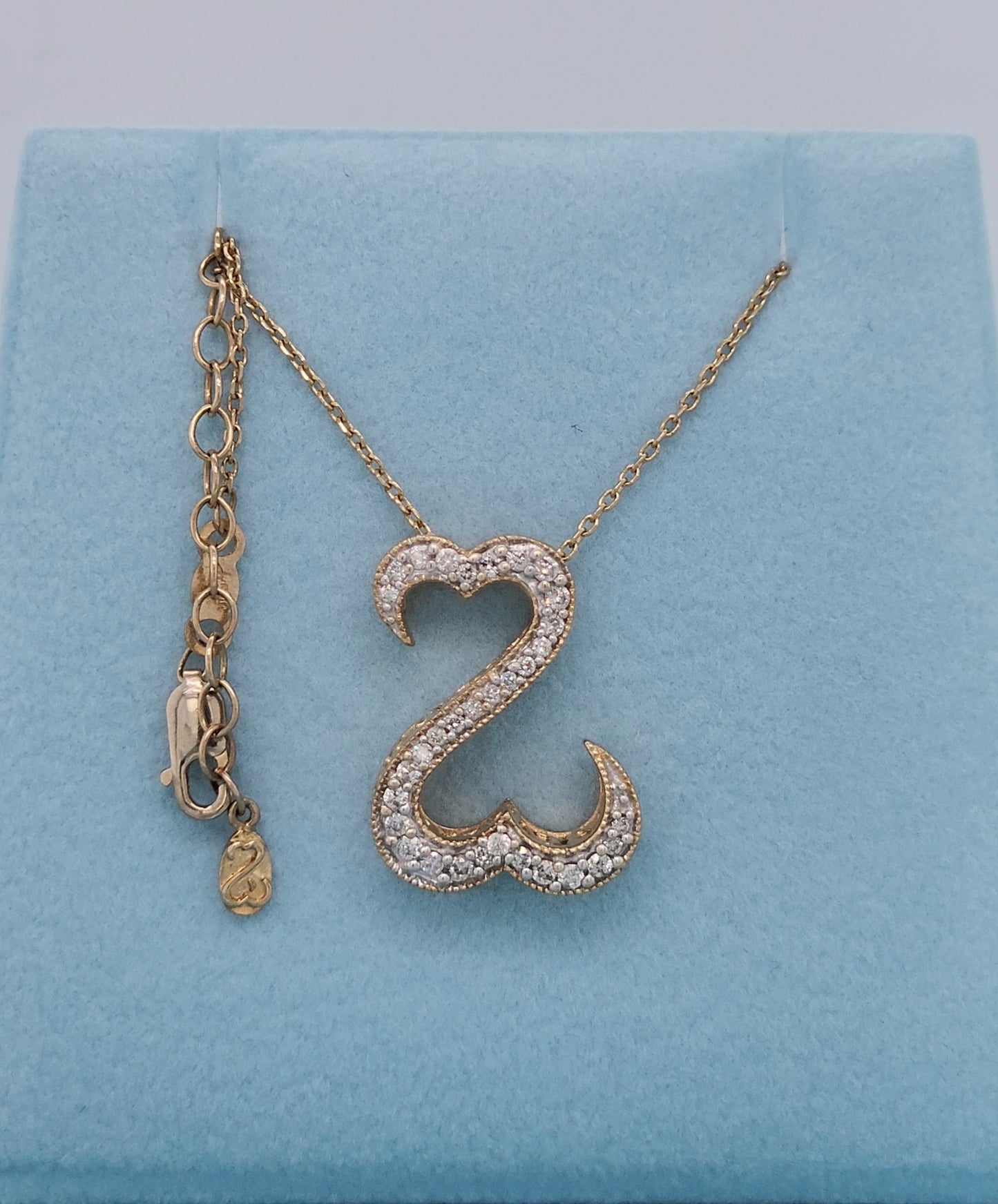 Jane Seymour Petite Double Heart Necklace in 14k Yellow Gold | Natural Diamonds 0.20ct t.w., Adjustable Chain 18–20"
