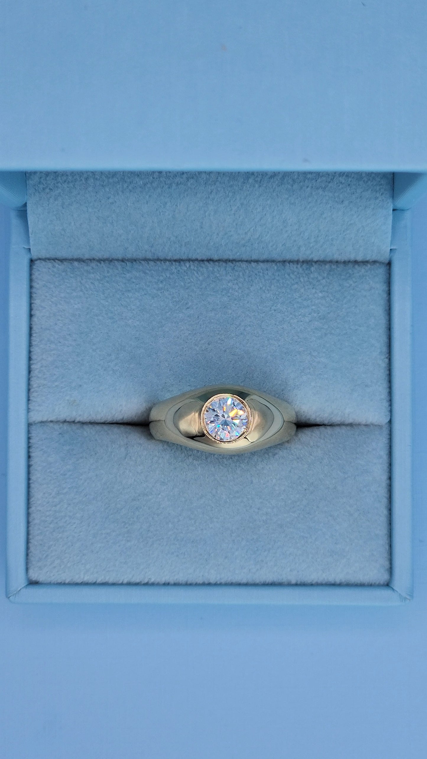 14k Yellow Gold Gypsy Diamond Ring – Vintage-Inspired Men's or Unisex Statement Band with GIA-Certified 0.88 Carat Diamond