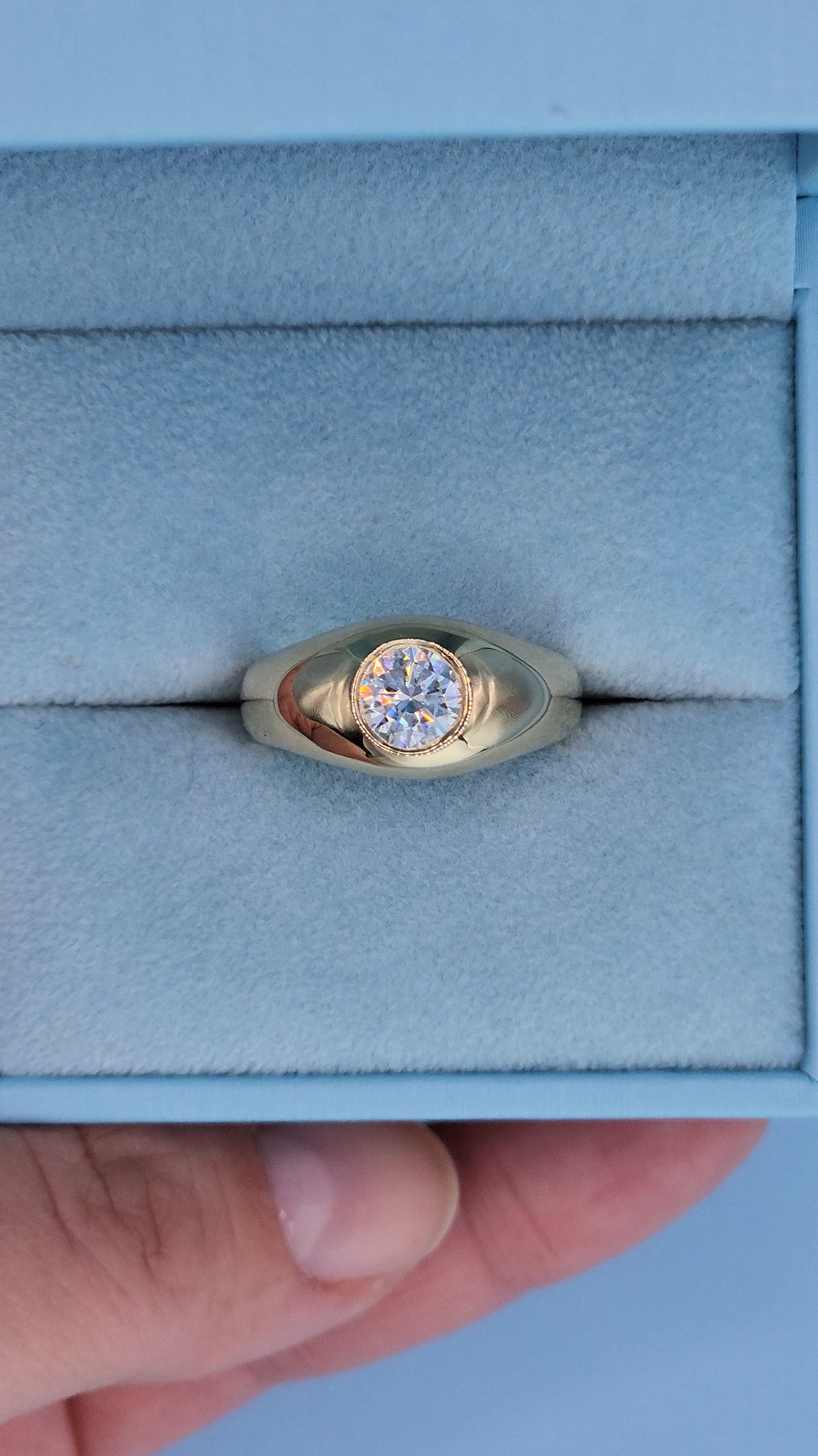 14k Yellow Gold Gypsy Diamond Ring – Vintage-Inspired Men's or Unisex Statement Band with GIA-Certified 0.88 Carat Diamond