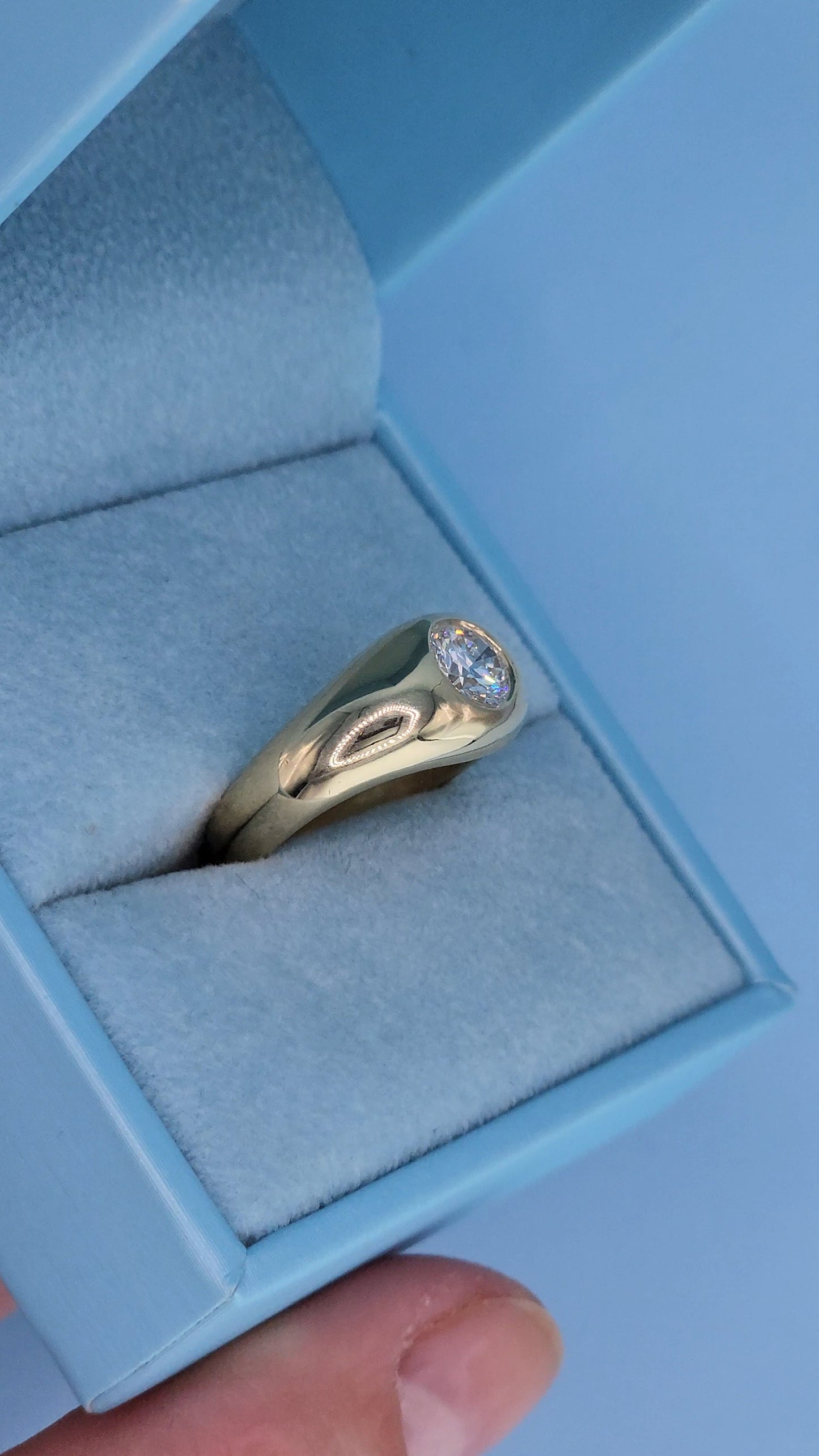 14k Yellow Gold Gypsy Diamond Ring – Vintage-Inspired Men's or Unisex Statement Band with GIA-Certified 0.88 Carat Diamond