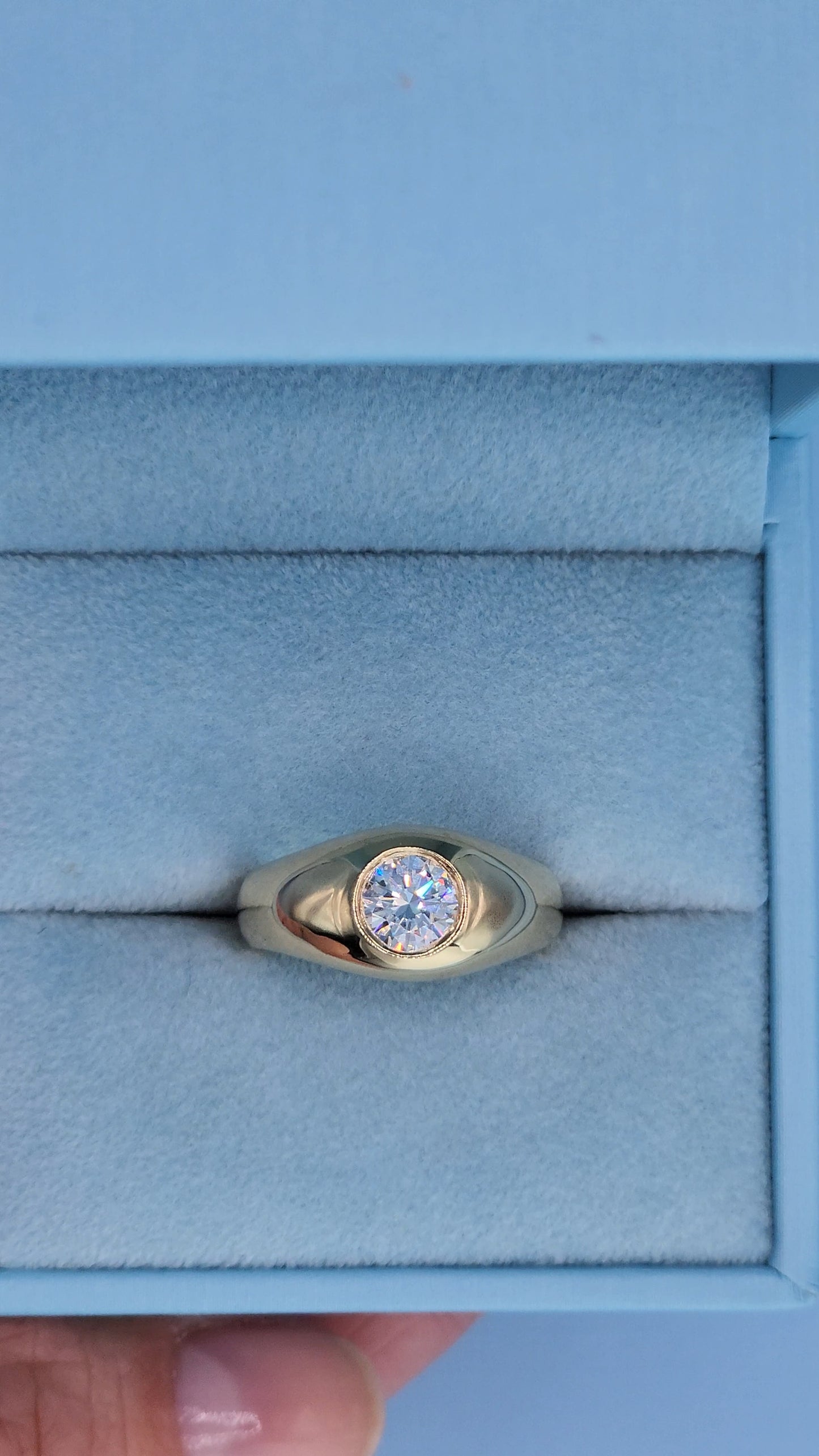 14k Yellow Gold Gypsy Diamond Ring – Vintage-Inspired Men's or Unisex Statement Band with GIA-Certified 0.88 Carat Diamond