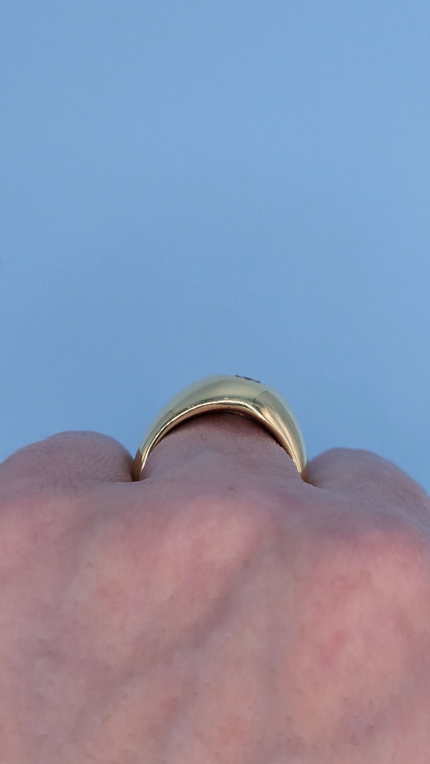 14k Yellow Gold Gypsy Diamond Ring – Vintage-Inspired Men's or Unisex Statement Band with GIA-Certified 0.88 Carat Diamond