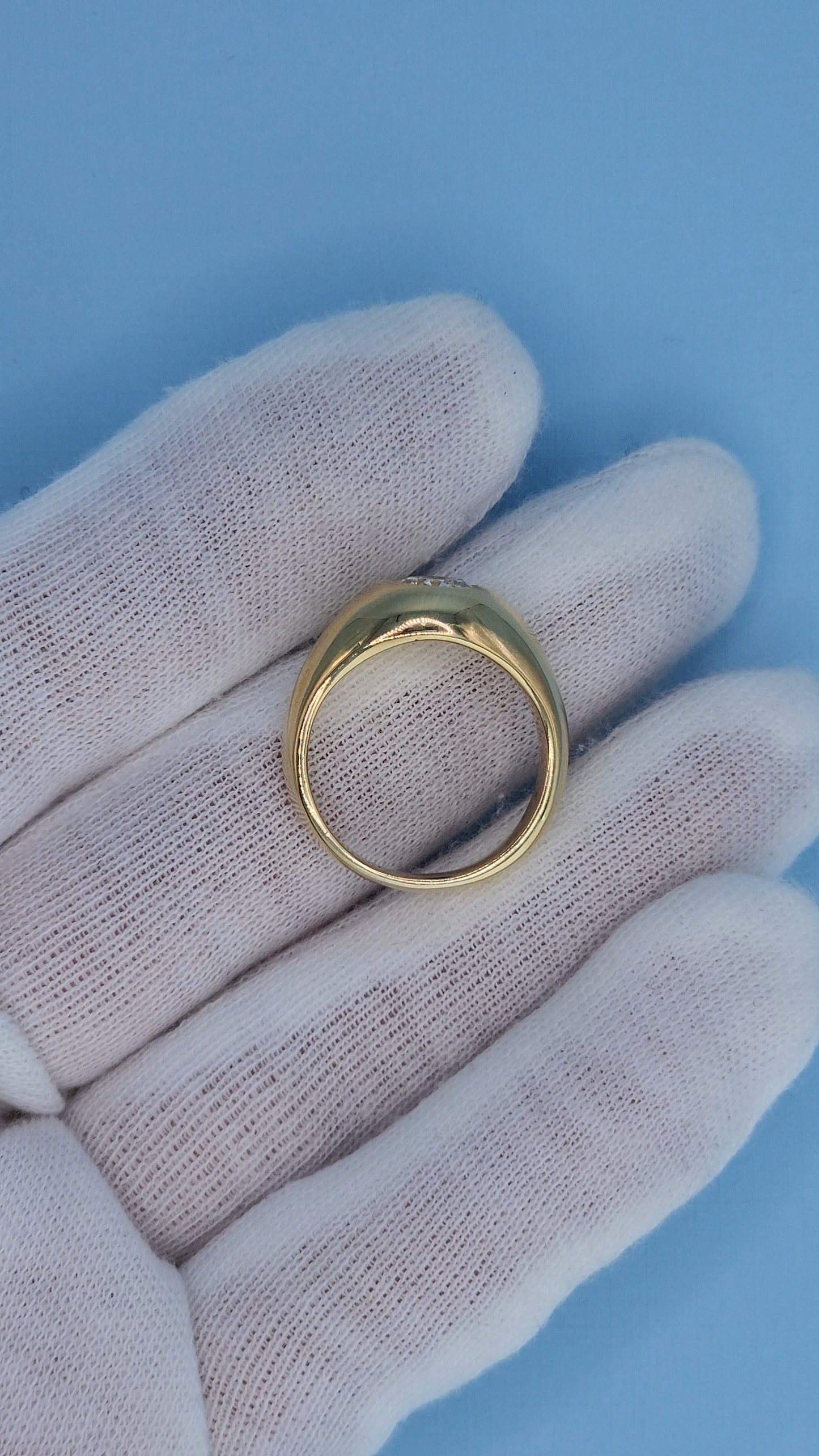 14k Yellow Gold Gypsy Diamond Ring – Vintage-Inspired Men's or Unisex Statement Band with GIA-Certified 0.88 Carat Diamond
