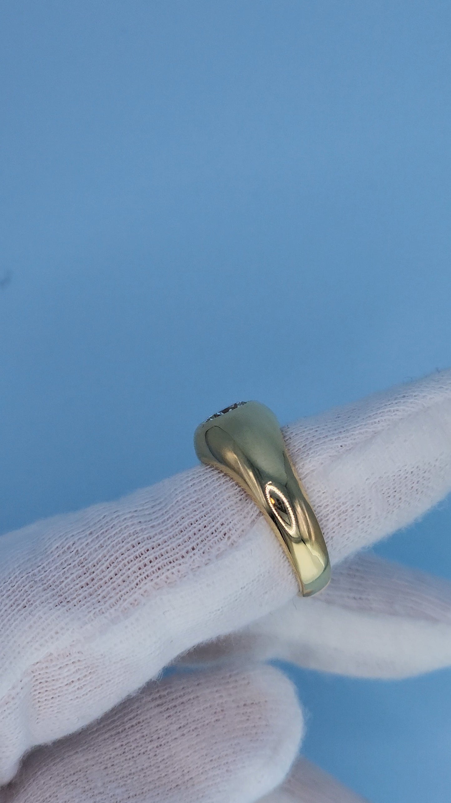 14k Yellow Gold Gypsy Diamond Ring – Vintage-Inspired Men's or Unisex Statement Band with GIA-Certified 0.88 Carat Diamond