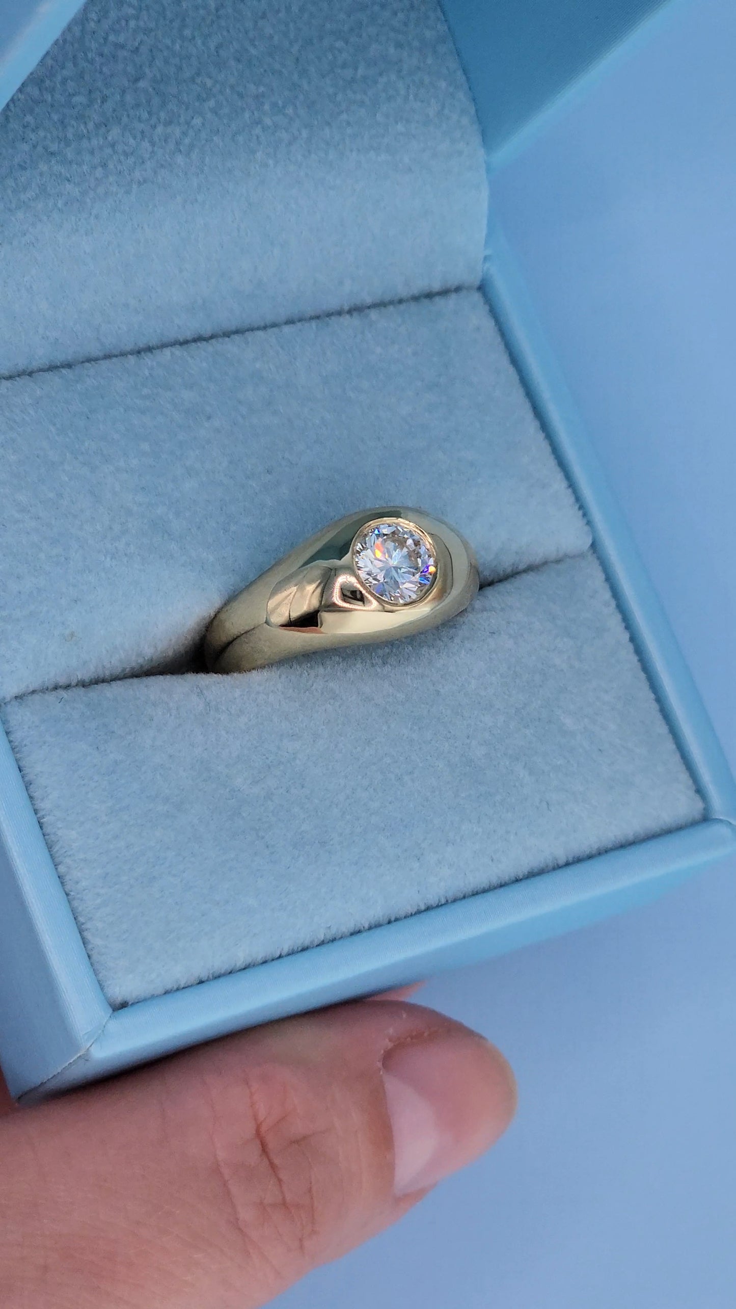 14k Yellow Gold Gypsy Diamond Ring – Vintage-Inspired Men's or Unisex Statement Band with GIA-Certified 0.88 Carat Diamond