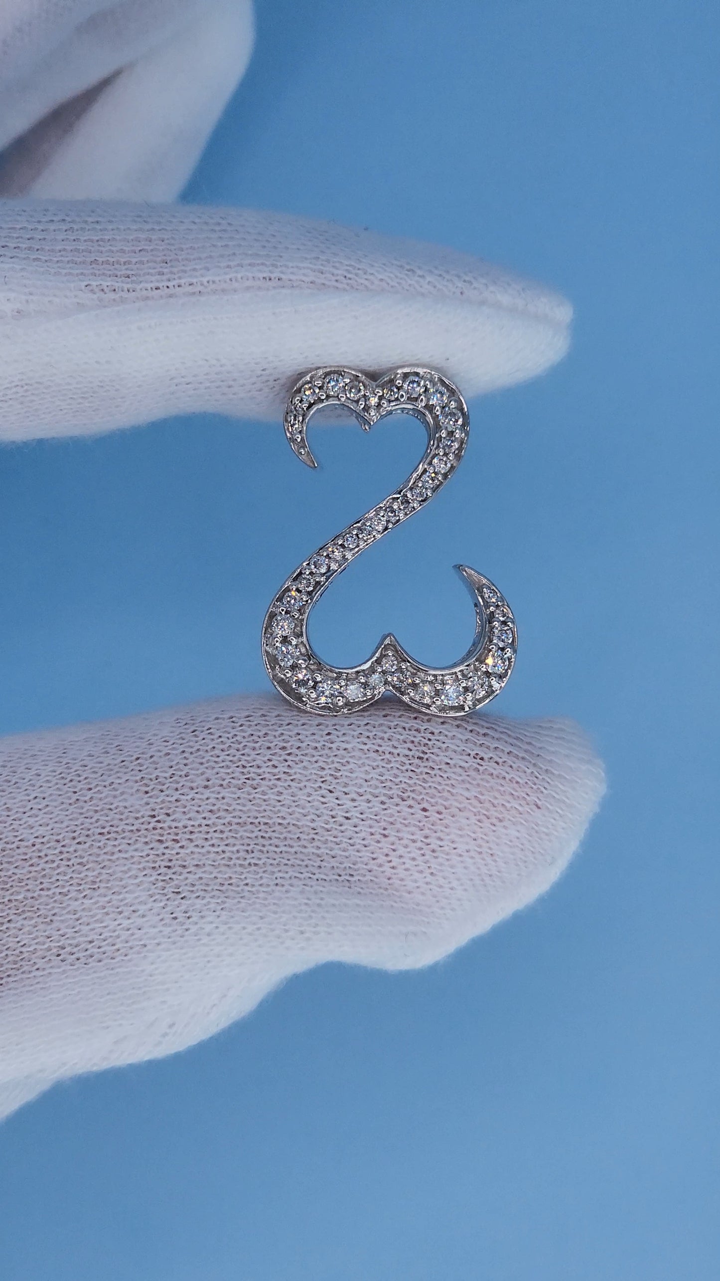 Jane Seymour Open Double Heart Necklace in 14k White Gold | Natural Diamond Pendant 0.50ct t.w., Adjustable Chain 18–20"