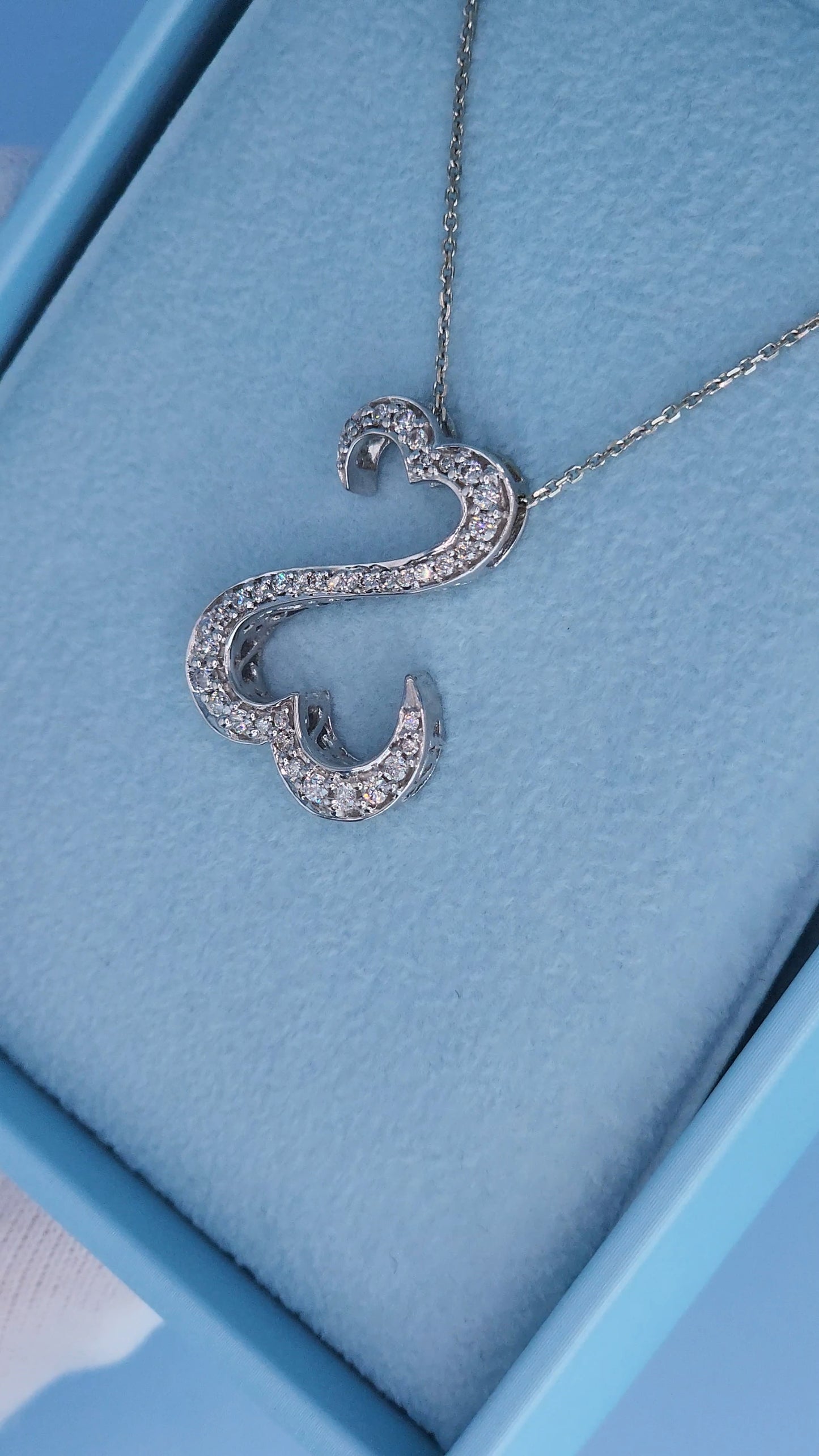 Jane Seymour Open Double Heart Necklace in 14k White Gold | Natural Diamond Pendant 0.50ct t.w., Adjustable Chain 18–20"