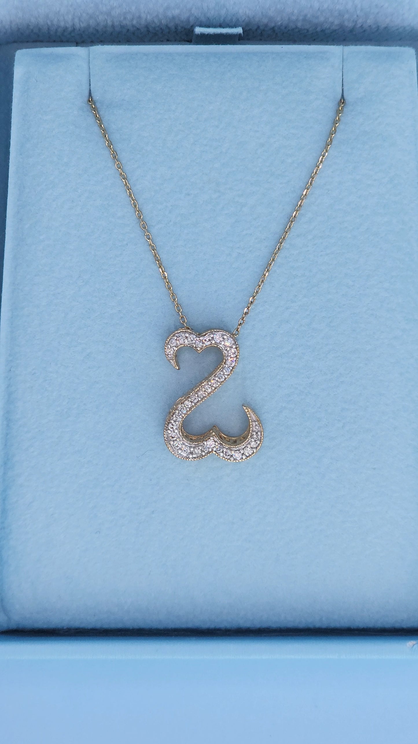 Jane Seymour Petite Double Heart Necklace in 14k Yellow Gold | Natural Diamonds 0.20ct t.w., Adjustable Chain 18–20"