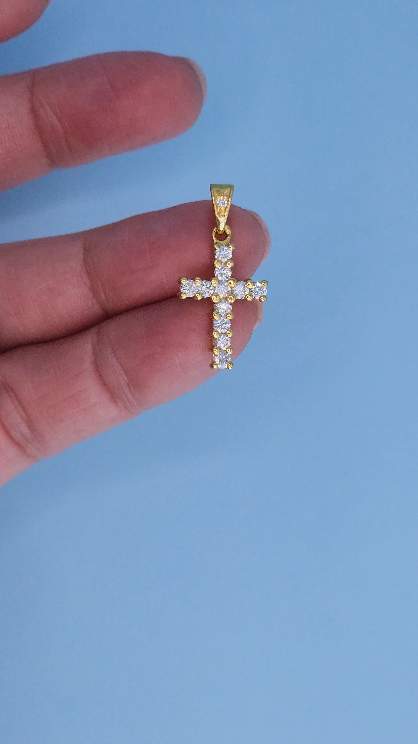 18k Yellow Gold Diamond Cross Pendant | 0.50ct VS-SI Natural Diamonds, F-G Color, Classic Design