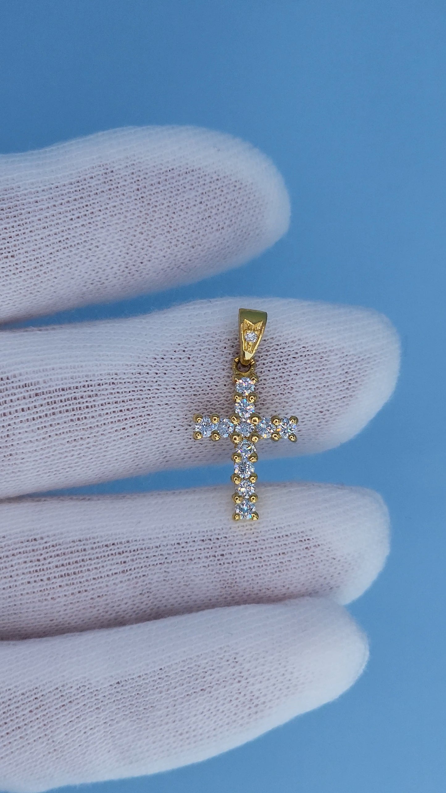 18k Yellow Gold Diamond Cross Pendant | 0.50ct VS-SI Natural Diamonds, F-G Color, Classic Design