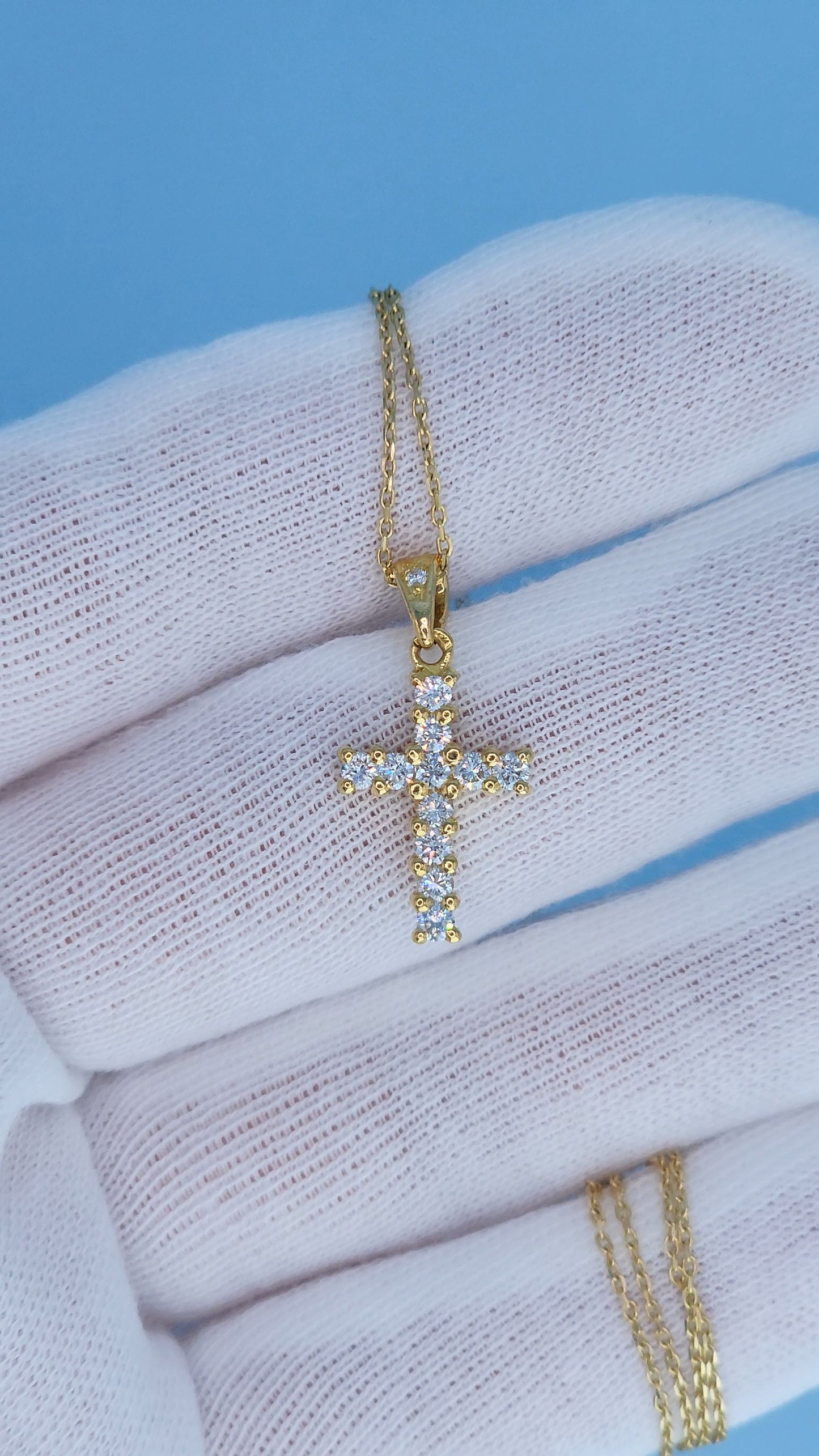 18k Yellow Gold Diamond Cross Pendant | 0.50ct VS-SI Natural Diamonds, F-G Color, Classic Design