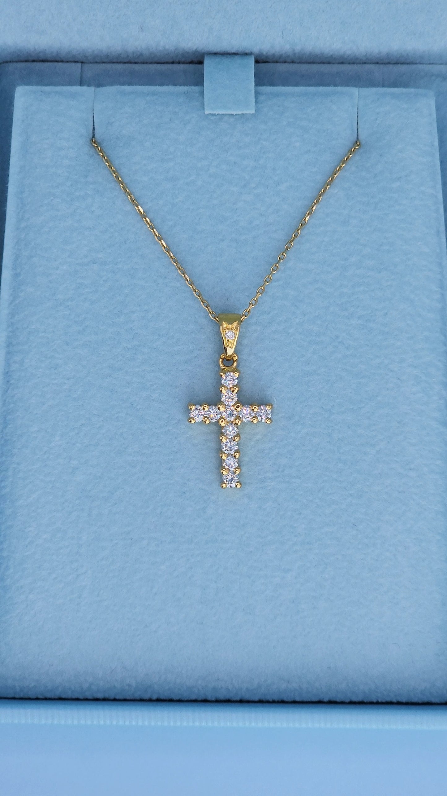18k Yellow Gold Diamond Cross Pendant | 0.50ct VS-SI Natural Diamonds, F-G Color, Classic Design