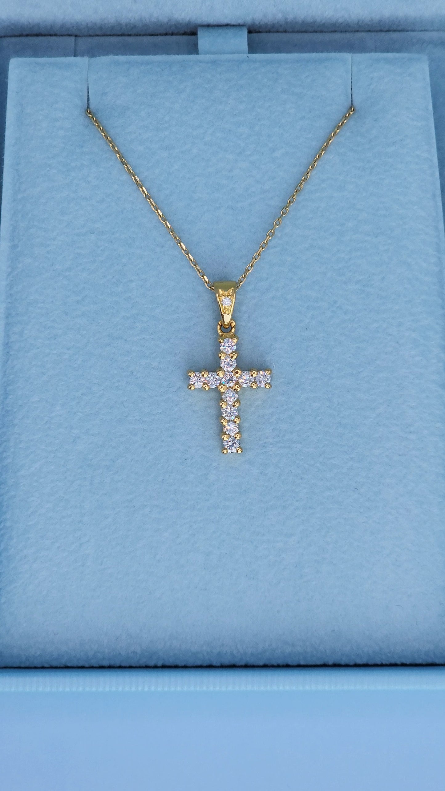 18k Yellow Gold Diamond Cross Pendant | 0.50ct VS-SI Natural Diamonds, F-G Color, Classic Design